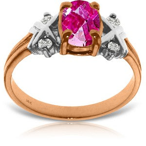 0.97 Carat 14K Solid Rose Gold XO Pink Topaz Diamond Ring for Women - Elegant Engagement, Wedding, Anniversary Gift - Perfect for Valentine's Day & Special Occasions