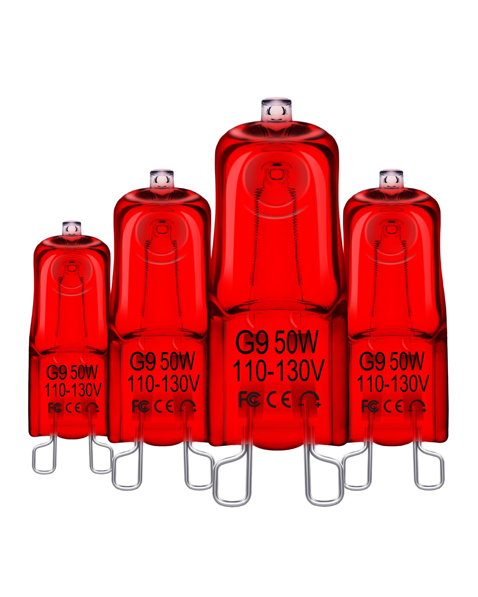 50W Reptile Heat Bulb - Infrared Heat Lamp for Bearded Dragons, Turtles & Lizards - G9 Dimmable Red Night Light with UVA - 2 Pin Base Mini Heat Bulbs (4 Pack, 200W Total) - Perfect for Terrariums, Vivariums & Reptile Habitats