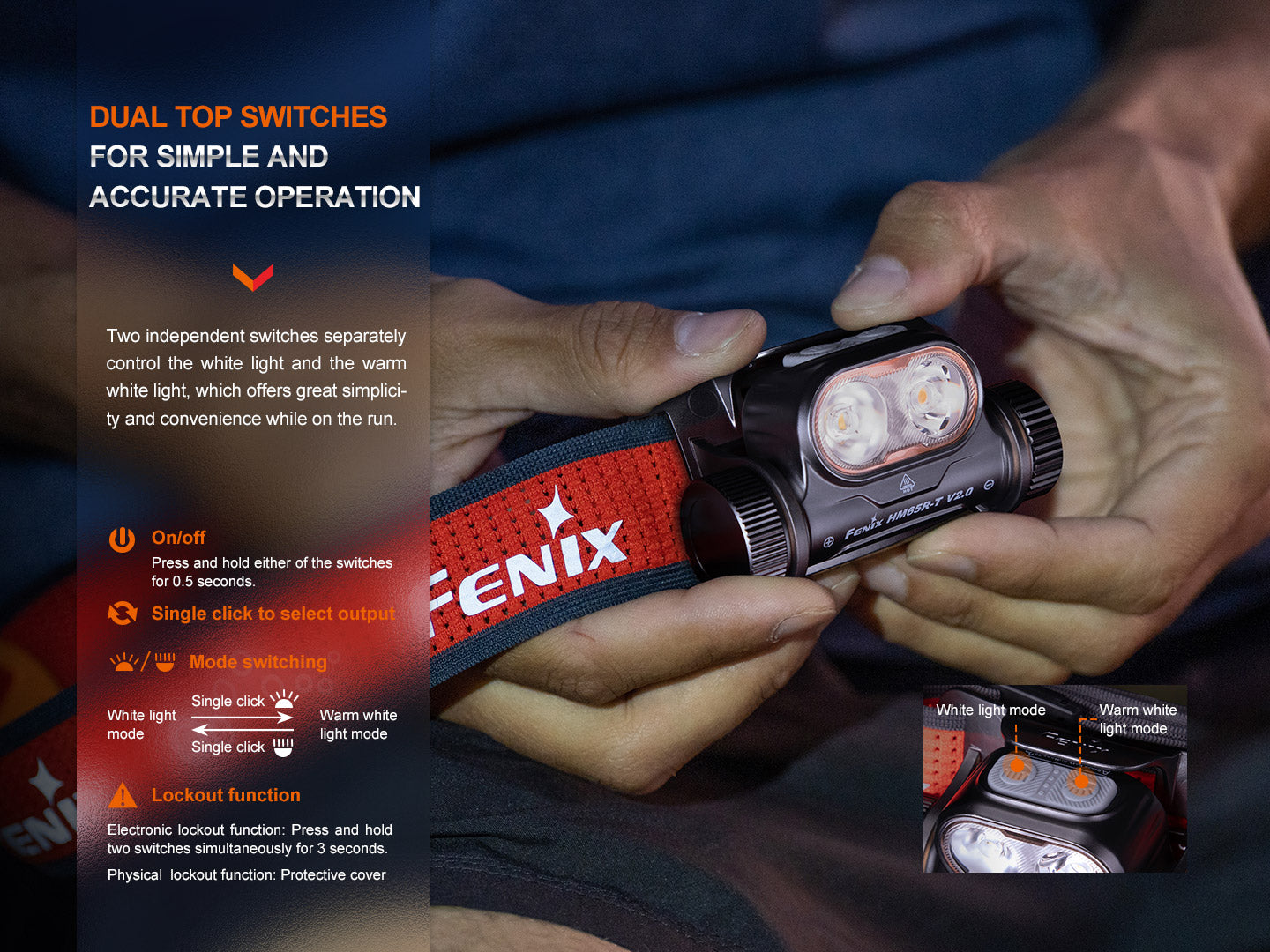 Fenix HM65R T V2 Rechargeable Headlamp - 1500 Lumen Lightweight LED Headlight for Trail Running, Hiking & Camping - Waterproof & Adjustable Head Torch for Outdoor Adventures