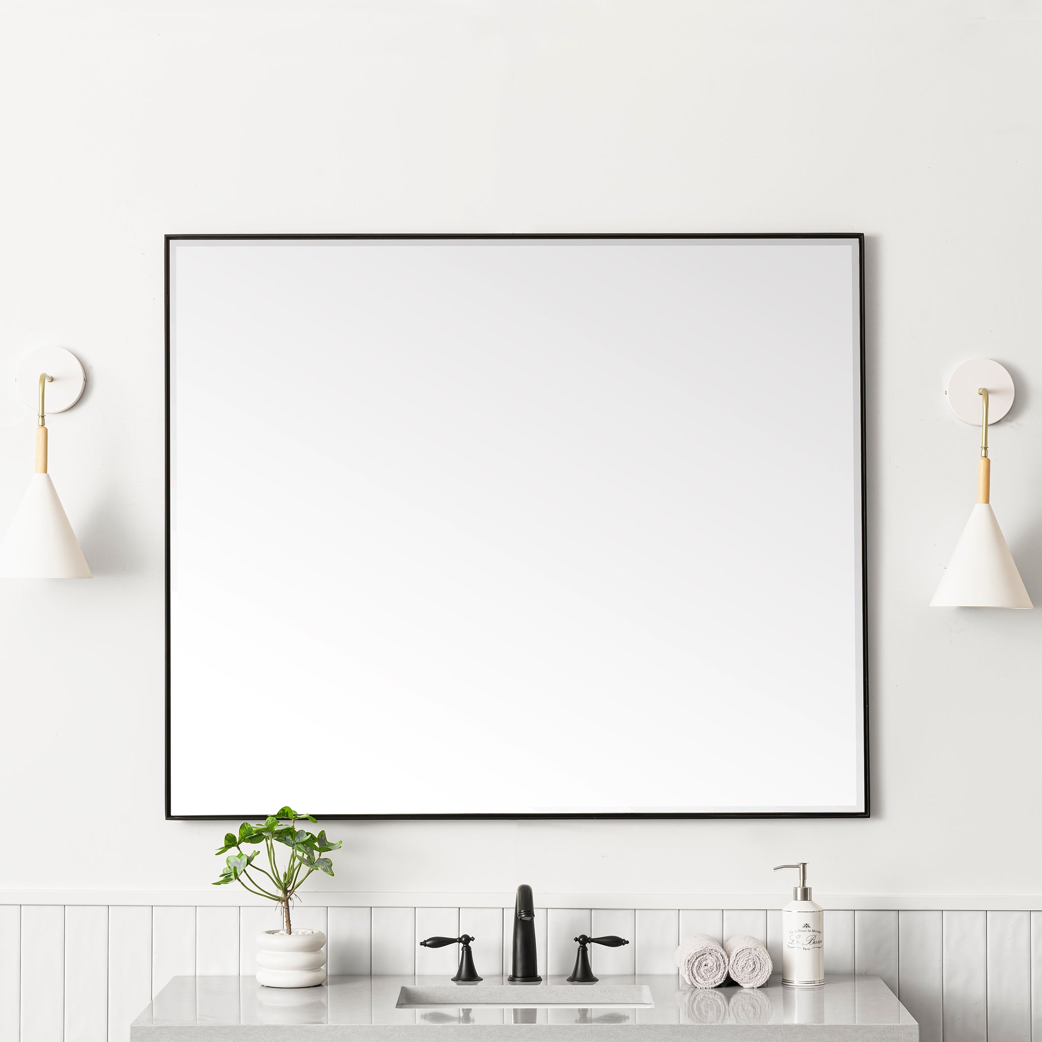 Rohe 48-Inch Wall Mirror in Matte Black - Modern Full-Length Mirror for Bedroom, Bathroom, and Entryway Decor