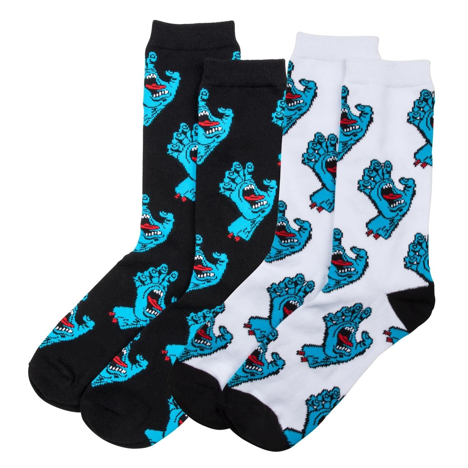 Santa Cruz Multi Hand Pack of 2 Socks - Comfortable & Stylish Crew Socks for Men & Women - Perfect for Hiking, Running & Casual Wear
