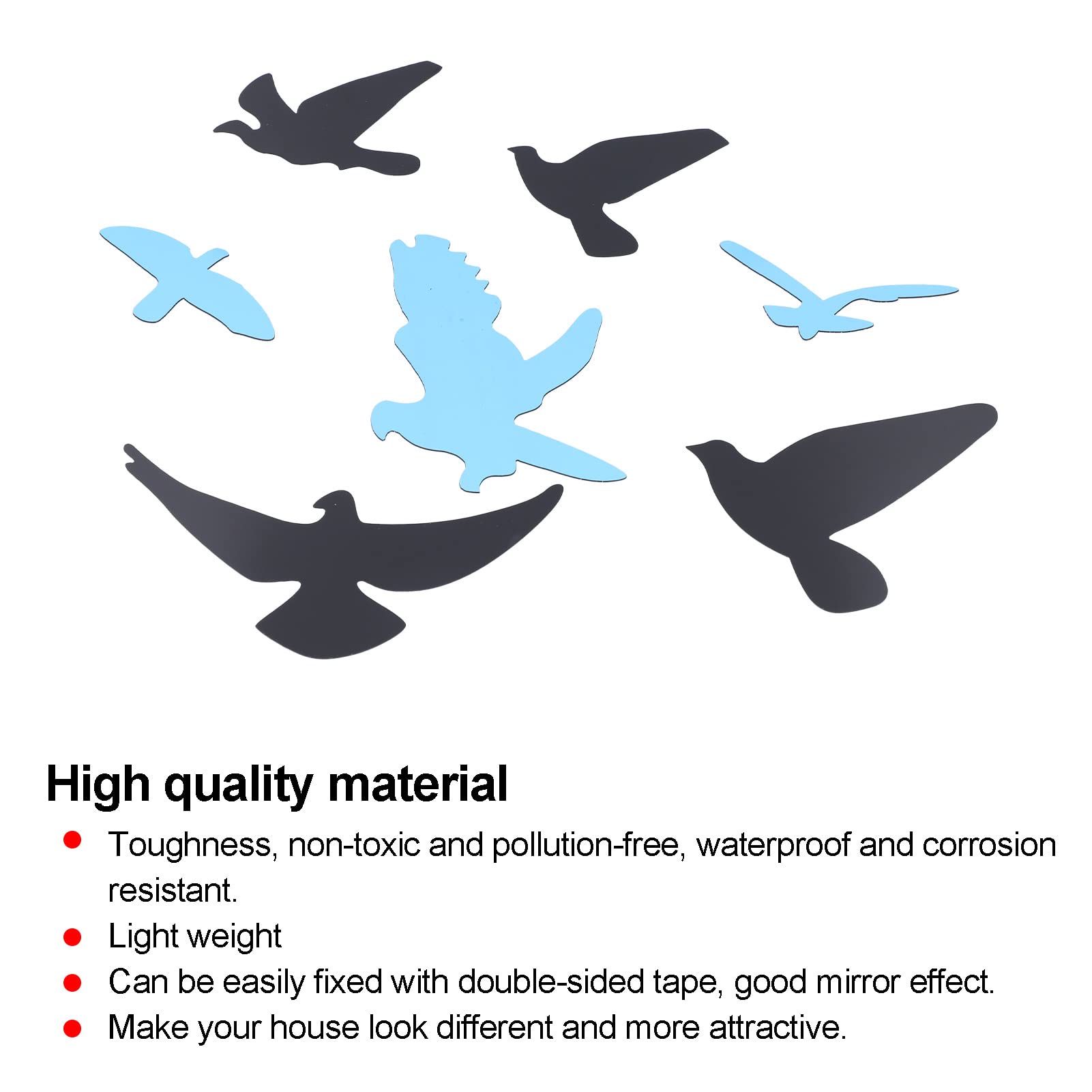 Flying Birds Wall Decals - Black Bird Shape Mirror Wall Stickers for DIY Home Decor | Perfect for Living Room & Bedroom Wall Art | Easy Peel & Stick Decoration