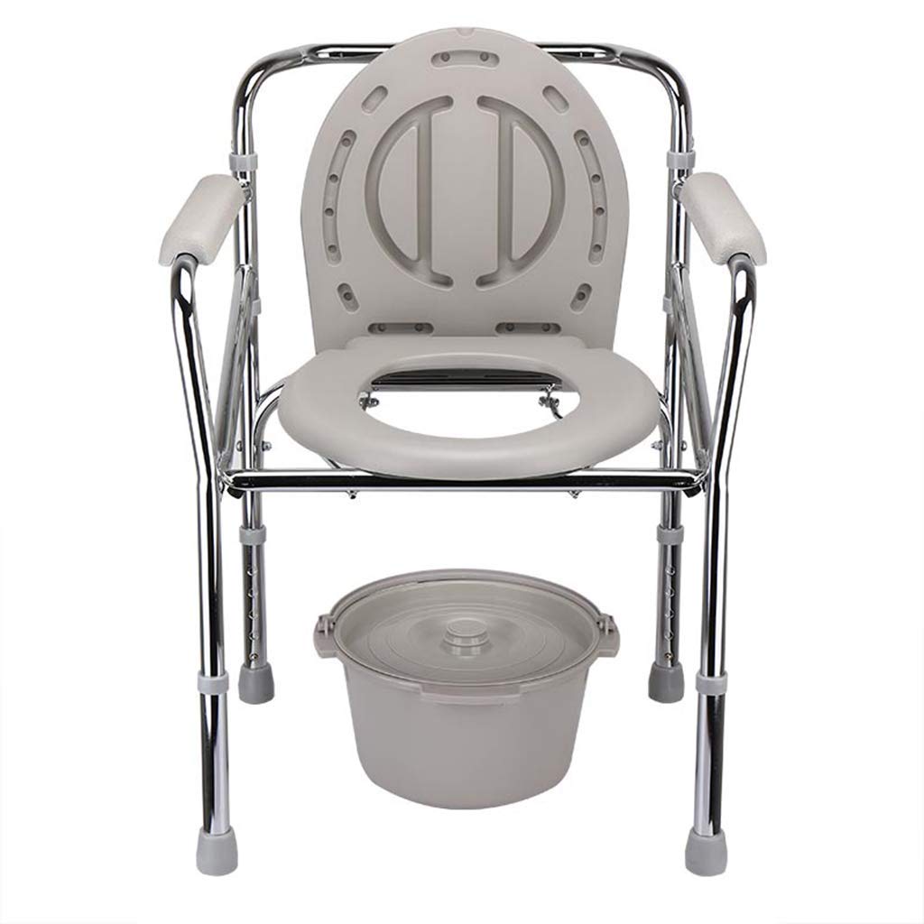 Adjustable Height 3-in-1 Folding Commode Toilet Chair with Bucket & Lid - Shower Safe Portable Commode for Elderly, Handicap & Post-Surgery Use - Ideal for Bathroom, Bedside & Travel