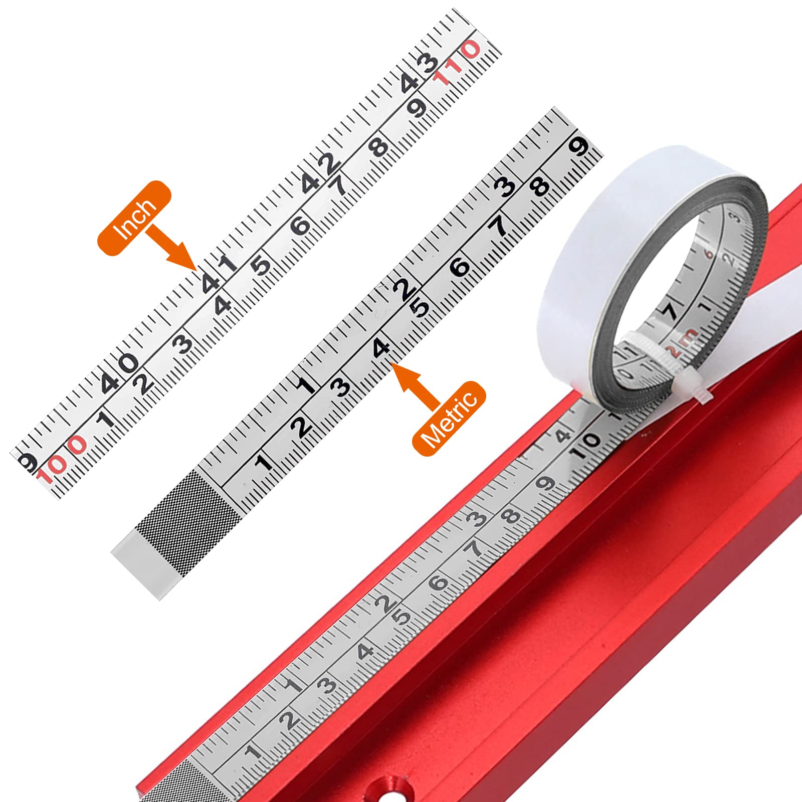 Self-Adhesive Measuring Tape - Left to Right Adhesive Backed Tape Measure with Imperial & Metric Scales - Perfect for Drafting Tables, Woodworking, Sawing & DIY Projects - Sticks to Workbenches, Walls & Tools for Hands-Free Measuring