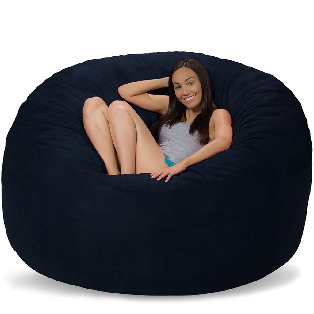 Comfy Sacks Memory Foam Bean Bag Chair - Navy Blue Microsuede Oversized Lounger for Adults & Teens | Perfect for Gaming, Movie Nights & Dorm Rooms