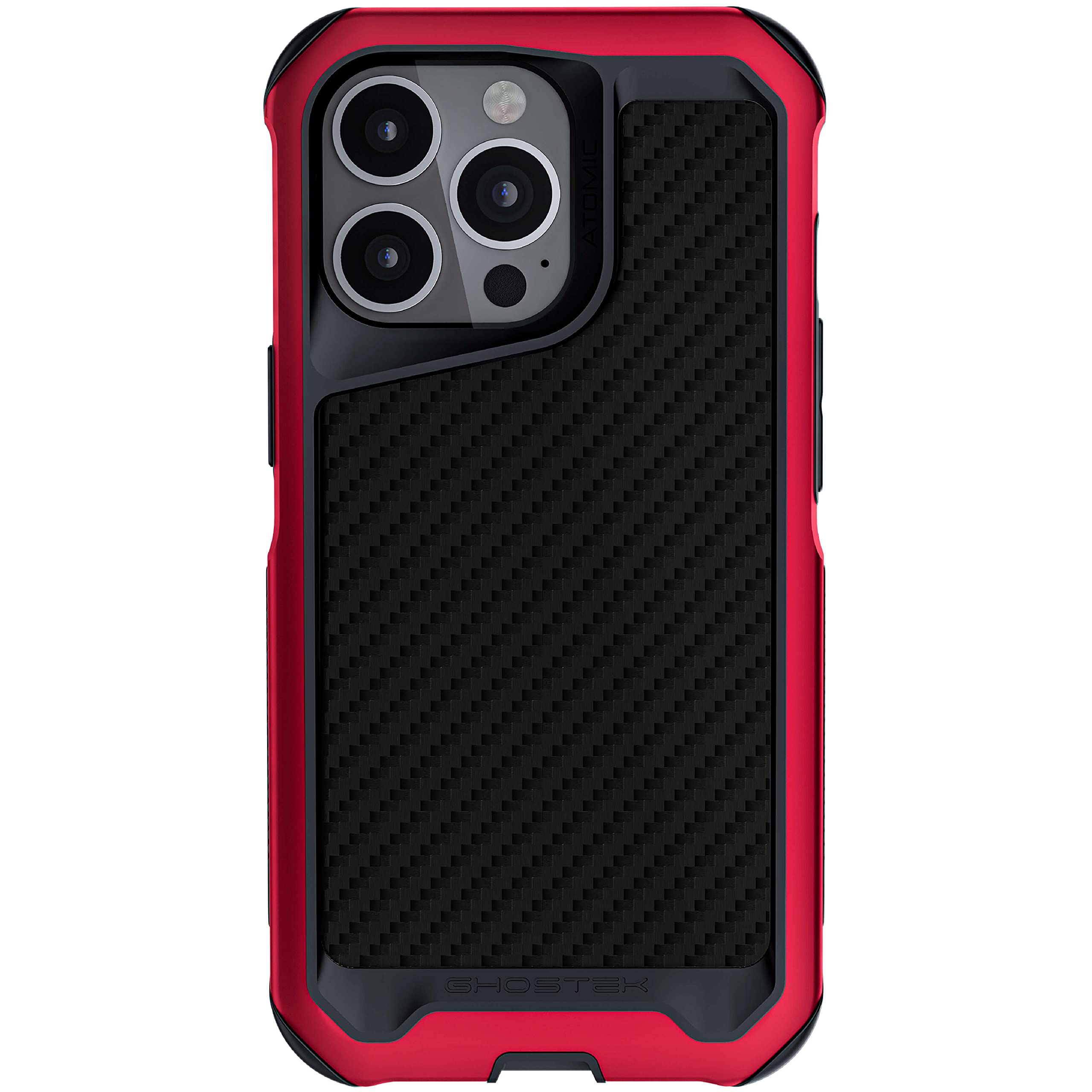 Ghostek ATOMIC Slim MagSafe iPhone 13 Case - Premium Carbon Fiber Back & Red Aluminum Bumper - Heavy Duty Protection for 2021 Apple iPhone 13 (6.1 inch) - Perfect for Outdoor Adventures & Daily Use