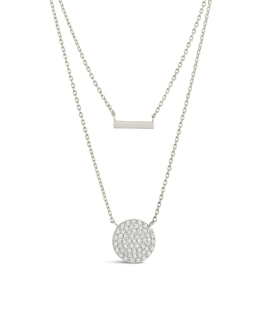 Vivian CZ Disk & Bar Layered Necklace for Women - Elegant Cubic Zirconia Layered Pendant Necklace - Perfect for Parties, Weddings & Date Nights