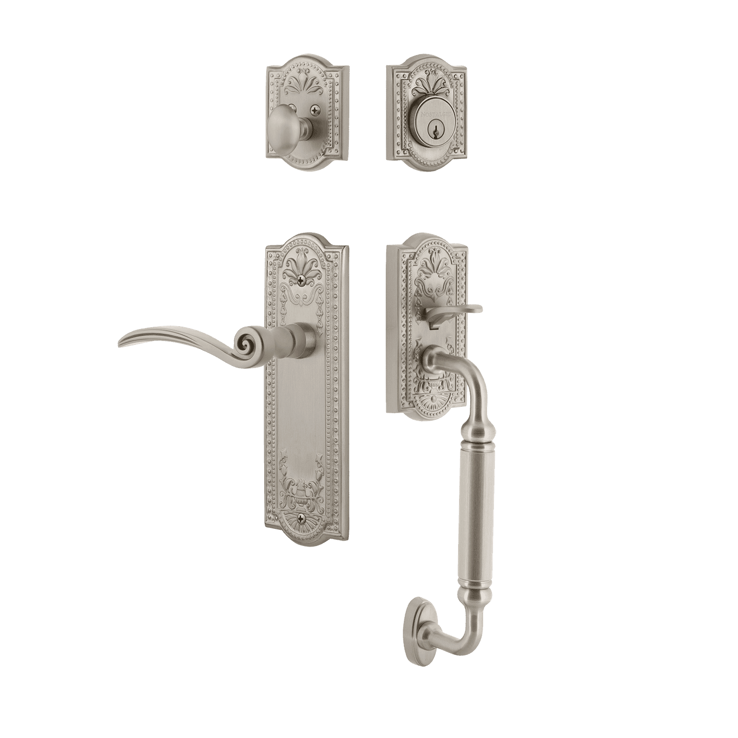 Satin Nickel Meadows Handleset with C Grip & Long Plate - Swan Lever Door Handle for Modern Homes | Perfect for Interior Doors, Bedrooms & Office Spaces