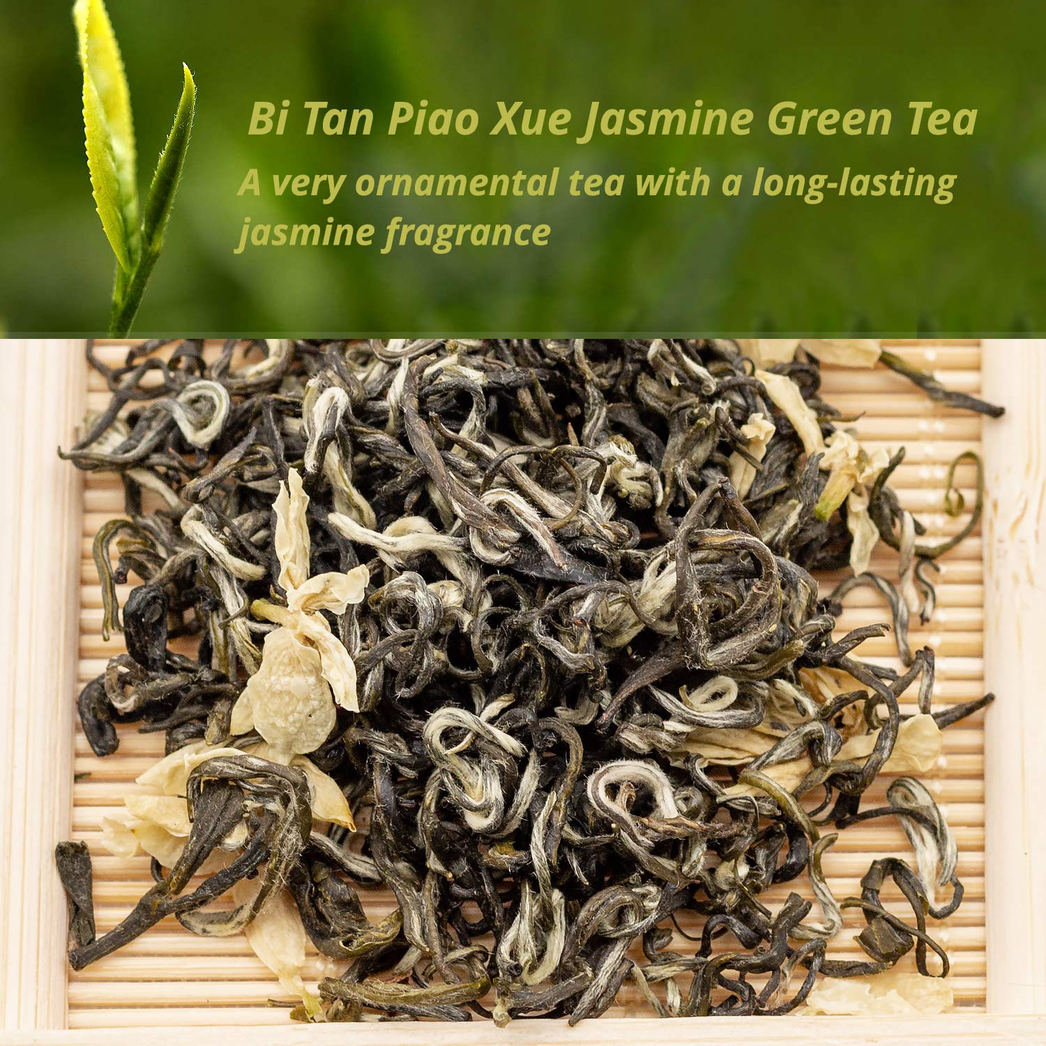 Oriarm 2024 Premium Jasmine Green Tea Loose Leaf 450g - Chinese Mao Feng Green Tea with Natural Jasmine Flowers - Yuqian 1st Grade - Perfect for Relaxation, Afternoon Tea & Gift Giving