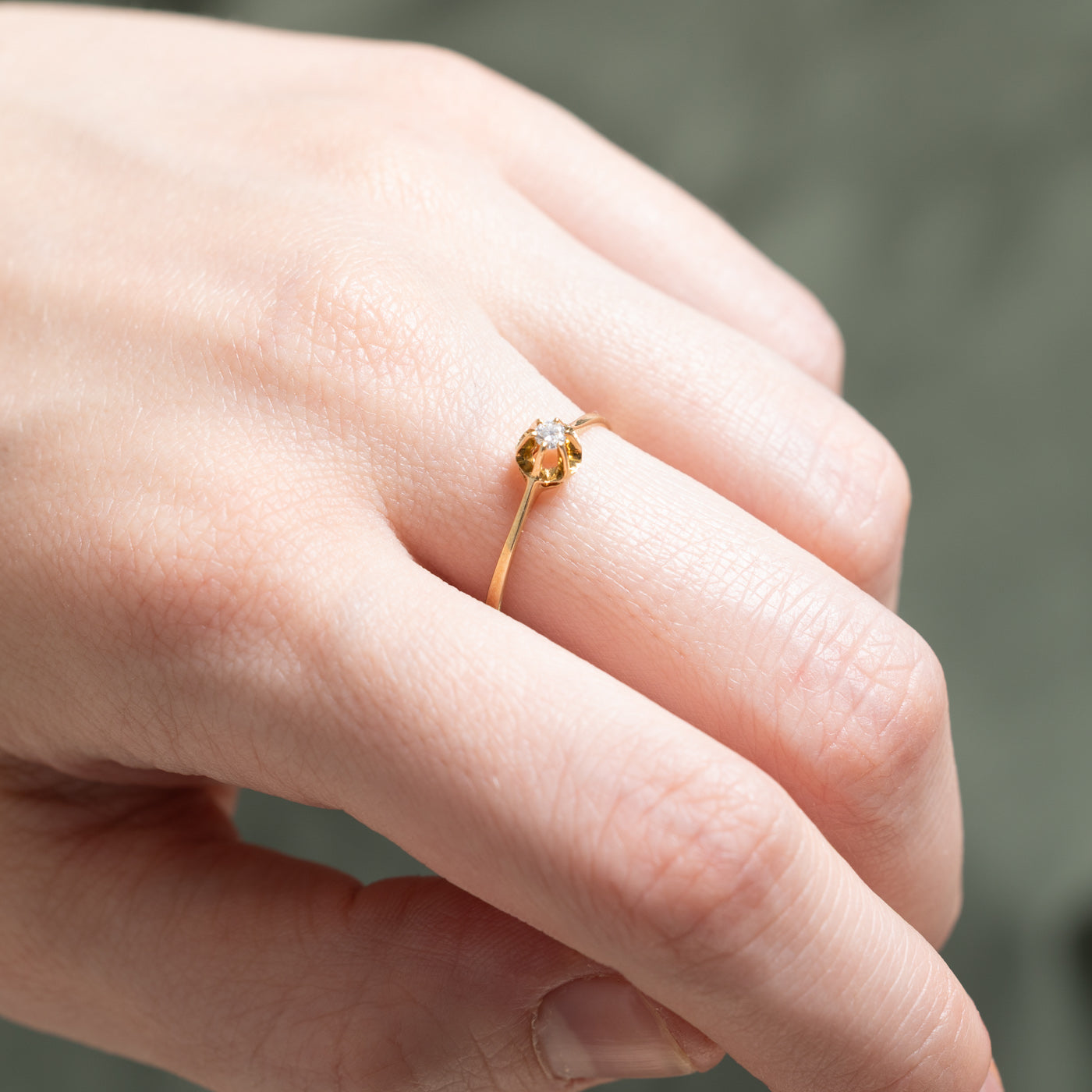 0.05ct Solitaire Diamond Engagement Ring in 14K Gold - Size 8 | Classic Belcher Setting for Women | Perfect for Proposals, Anniversaries & Special Occasions