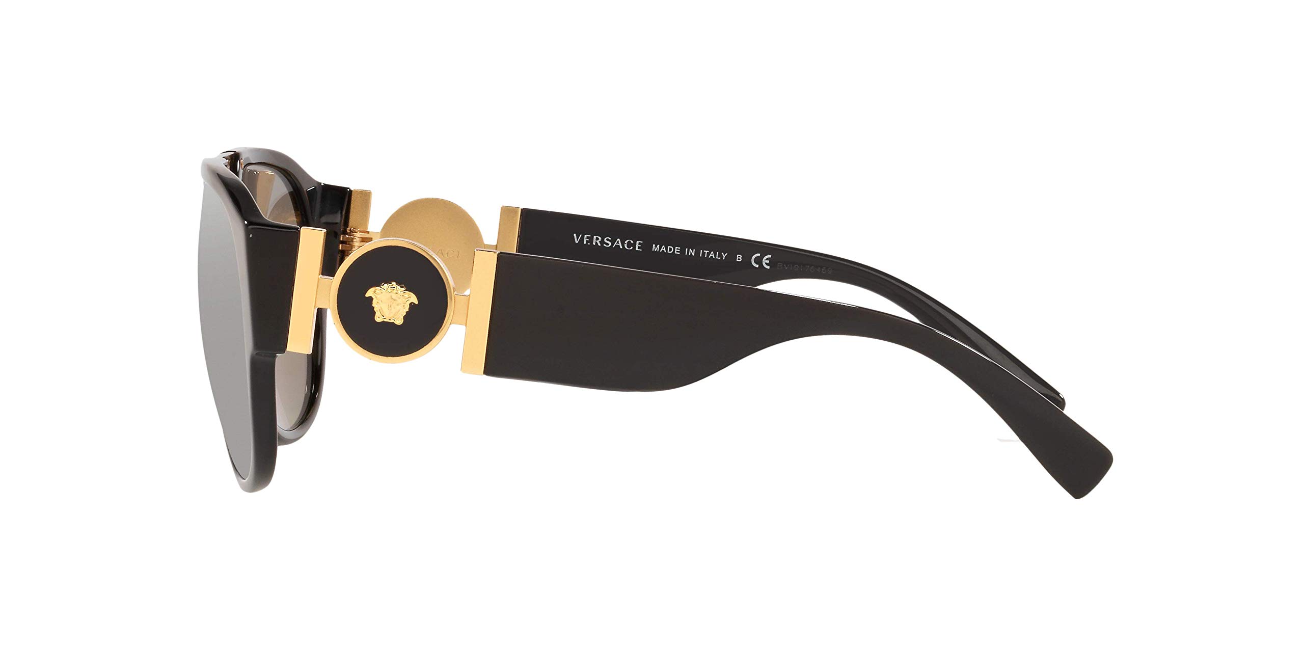 Versace Men's Sunglasses - Black Frame with Dark Grey Polarized Lenses (58mm) | UV Protection, Luxury Fashion Accessory for Outdoor Activities, Beach & Driving