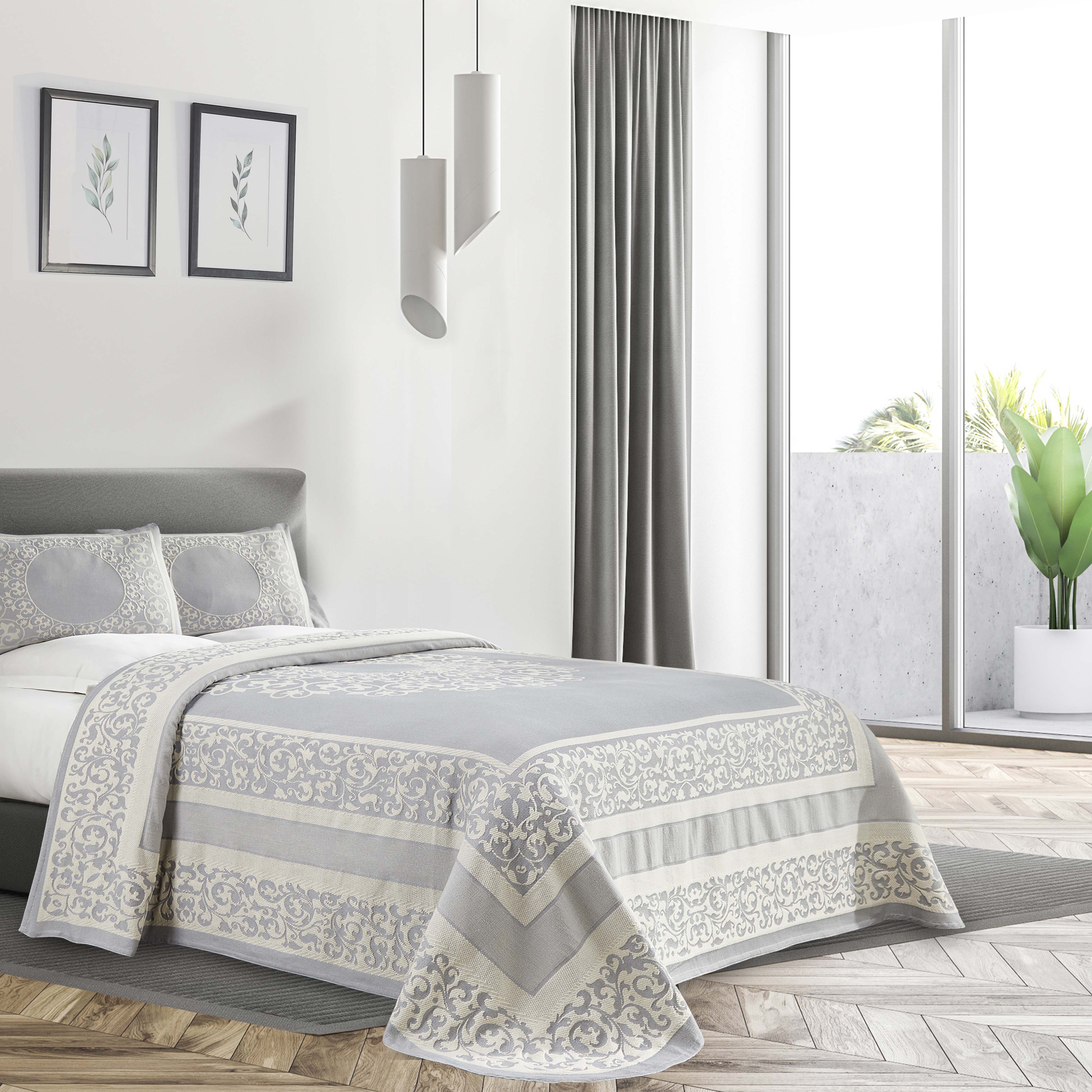 Boho Mandala Cotton Blend Woven Jacquard Bedspread Set - Queen Size, Soft & Breathable, Ethnic Home Decor for Bedroom, Living Room, Dorm or Yoga Studio