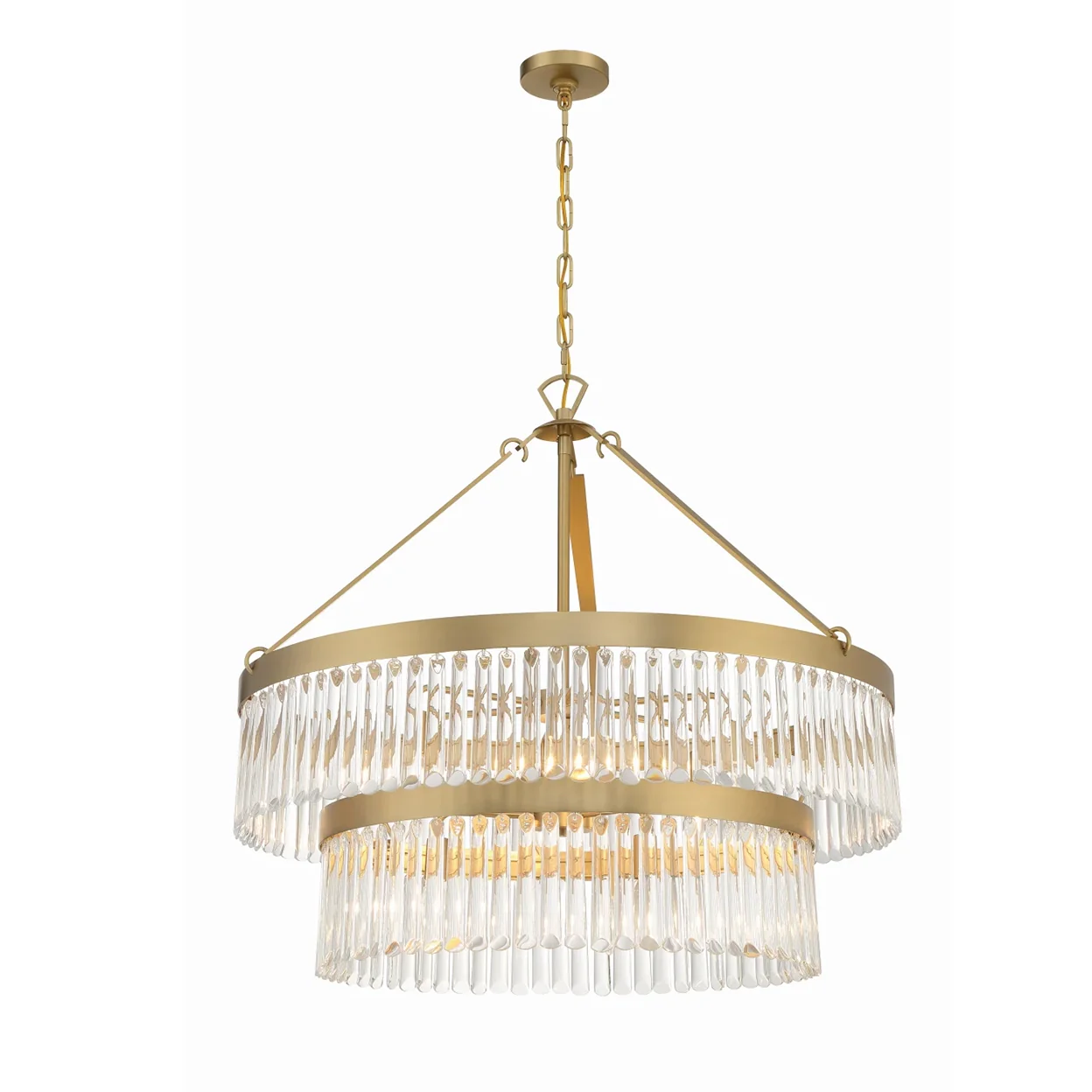Emilie Crystal Waterfall 2-Tier Chandelier - 9-Light 32W Modern Ceiling Light Fixture for Dining Room, Foyer, and Bedroom Elegant Lighting