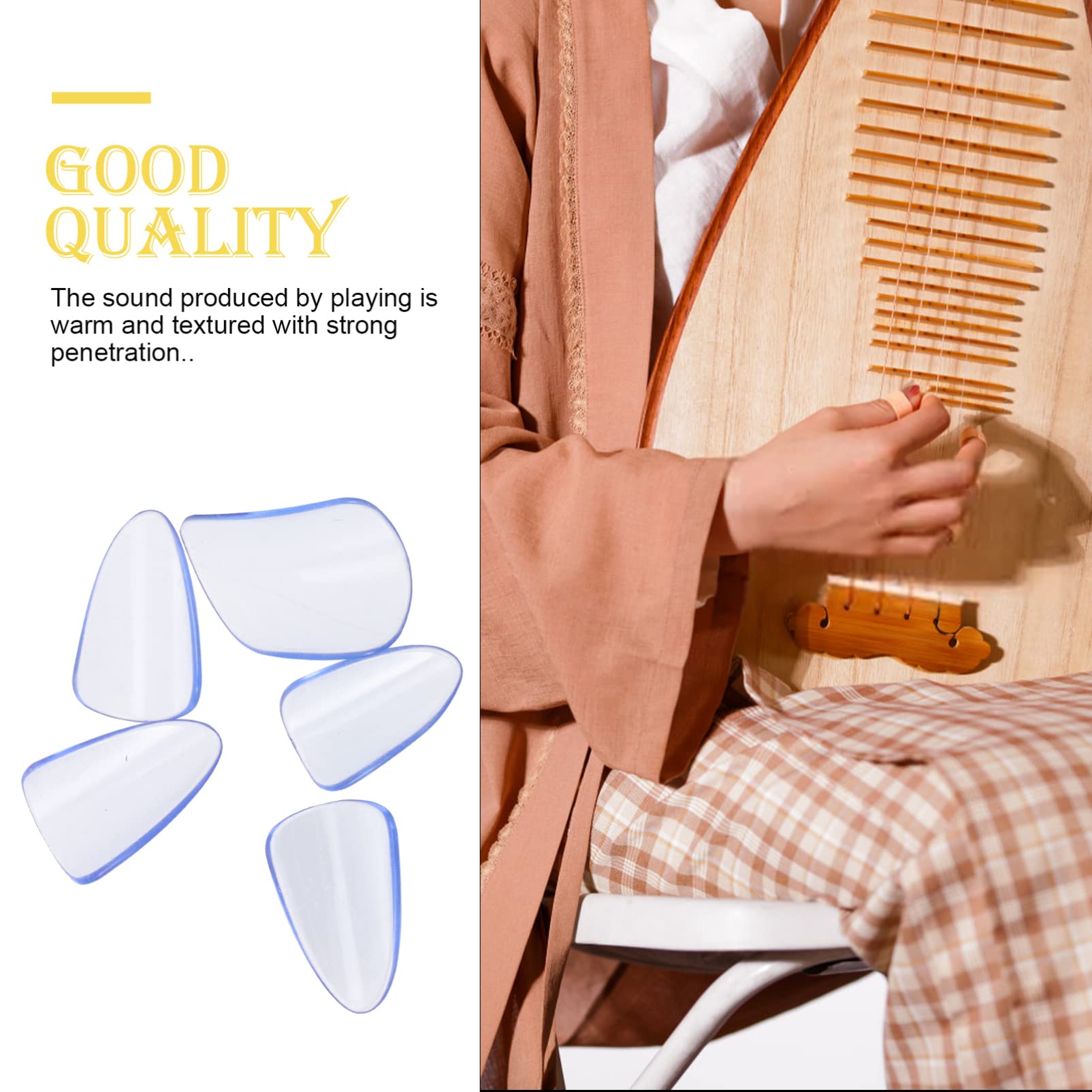 5pcs PC Pipa Nails - Finger Nail Protectors for Guzheng & Pipa Instruments, Thumb Picks for Guitar, Polycarbonate Protective Covers for Adults - Perfect for Traditional Chinese Music Performance & Practice