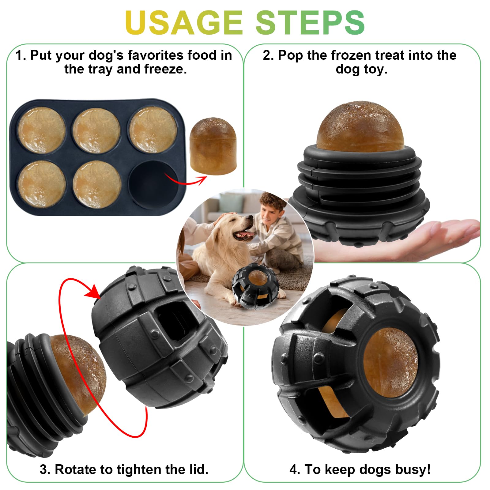 Yipetor Durable Dog Chew Toys for Power Chewers - Freezable & Stuffable Long-Lasting Puppy Chew Toy for Large Dogs - Perfect for Boredom Relief & Dental Health (Great for Crate Training & Teething Puppies)