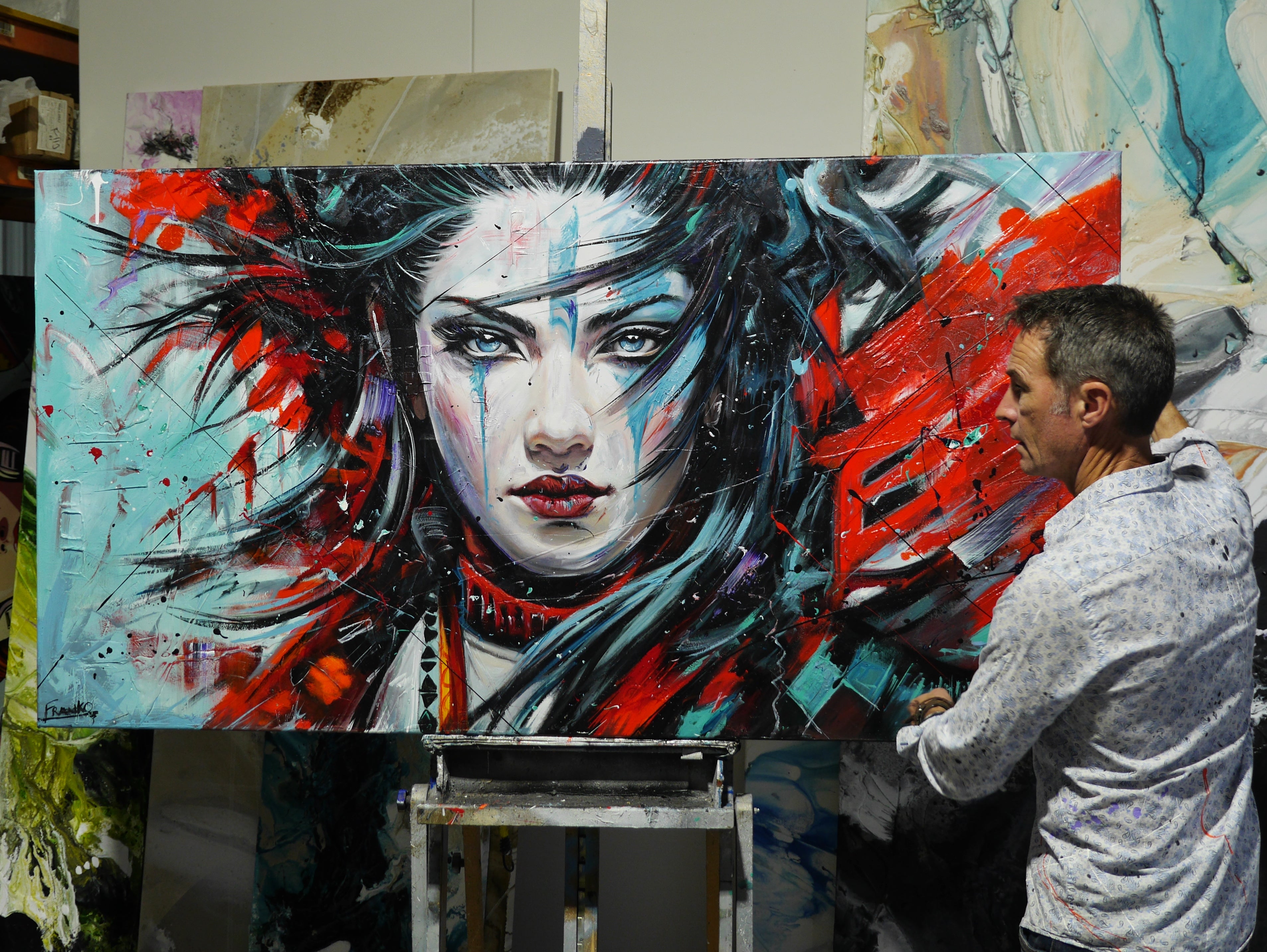 Brave and Beautiful Abstract Realism Textured Framed Painting - 190cm x 100cm - Mahou Sourcery Artwork - Perfect for Living Room, Bedroom or Office Wall Decor