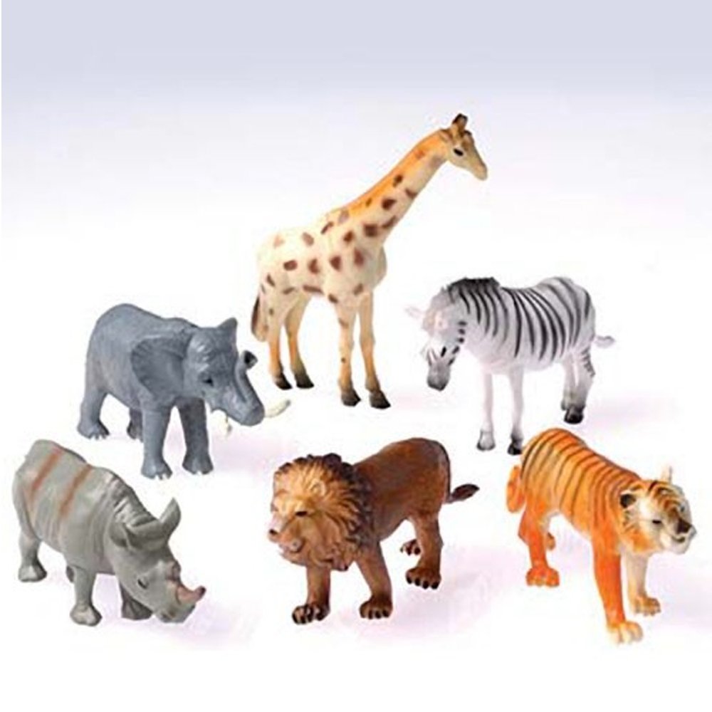 U.S. Toy 6-Piece Plastic Safari Animal Figures Set - Realistic Wild Animal Toys for Kids Pretend Play, Educational Learning & Jungle Themed Party Decorations