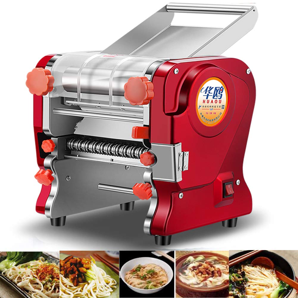 TOPCHANCES 110V Electric Pasta Maker Machine - Automatic Noodle Press with 3mm/9mm Blades for Spaghetti, Lasagna & Tagliatelle | 220mm Wide Pasta Cutter with Clamp | Perfect for Italian Cuisine, Home Cooking & Restaurant Use