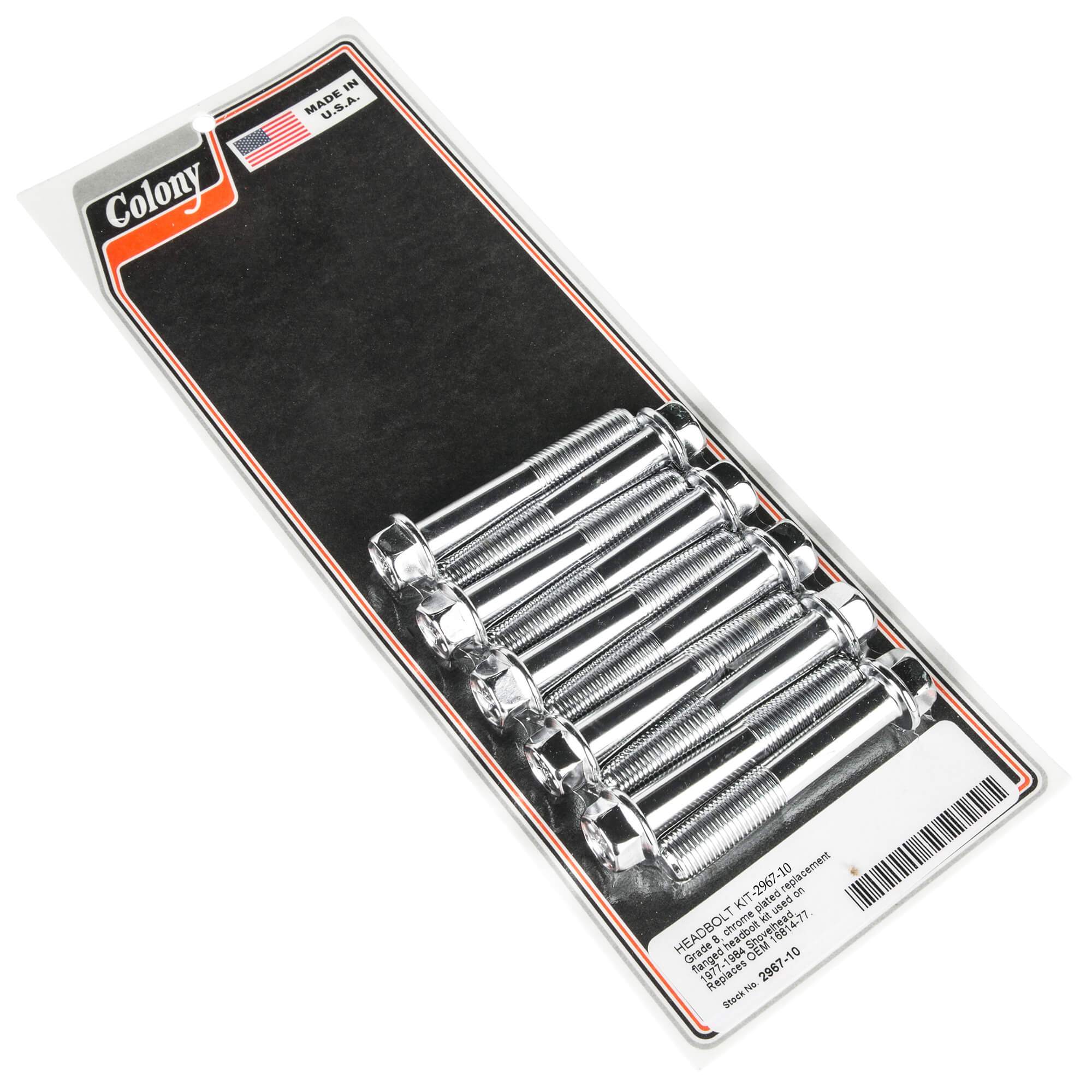 1977-1984 Harley Davidson Shovelhead Chrome Plated Grade 8 Head Bolt Kit (10-Piece) - Engine Repair & Motorcycle Maintenance Accessories