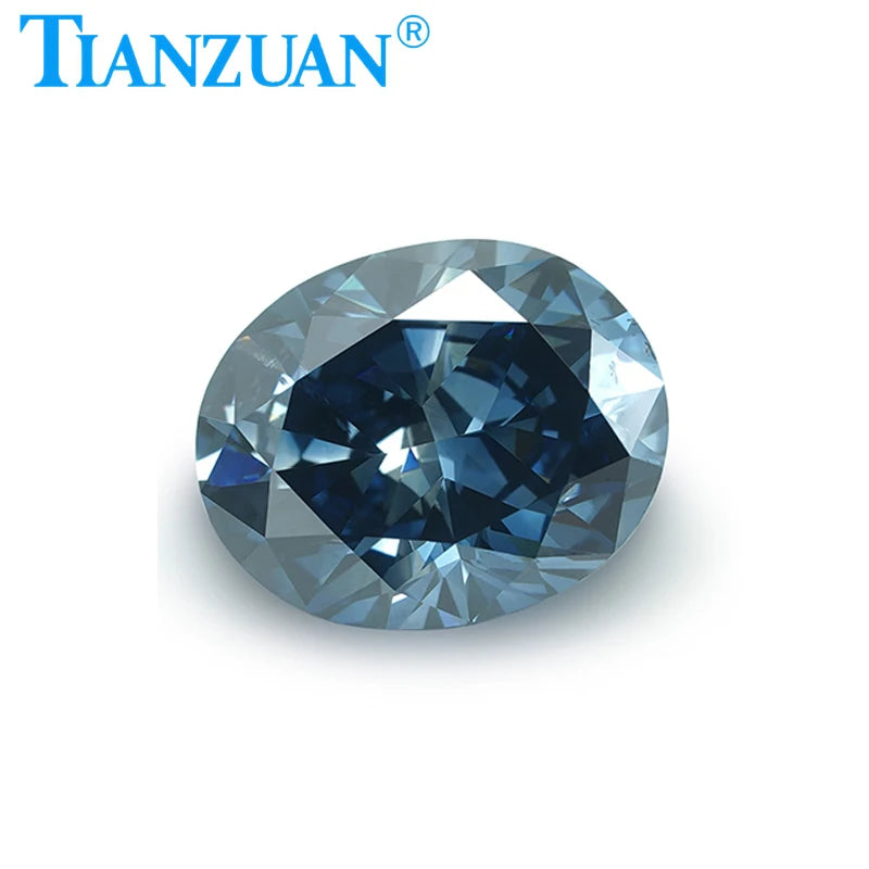 Lab Grown Diamond HPHT Oval Cut Fancy Vivid Blue Color VS2 2EX Loose Gemstone Bead with GEMID Certified - Perfect for Engagement Rings, Custom Jewelry & Unique Gifts