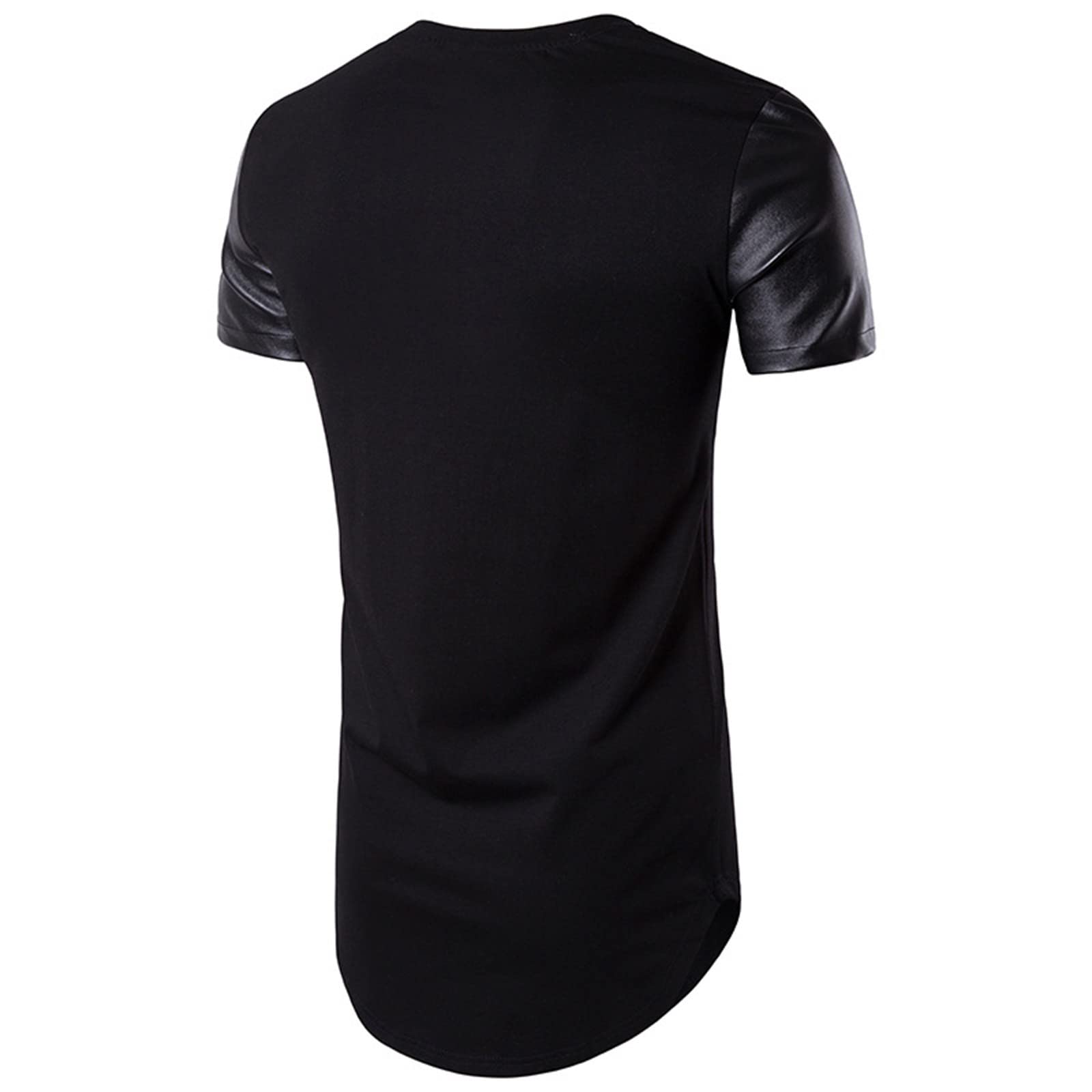 Men's Summer Solid Color Patchwork Short Sleeve T-Shirt - Round Neck Casual Top for Everyday Wear | Perfect for Outdoor Activities, Beach Trips, and Summer Fashion