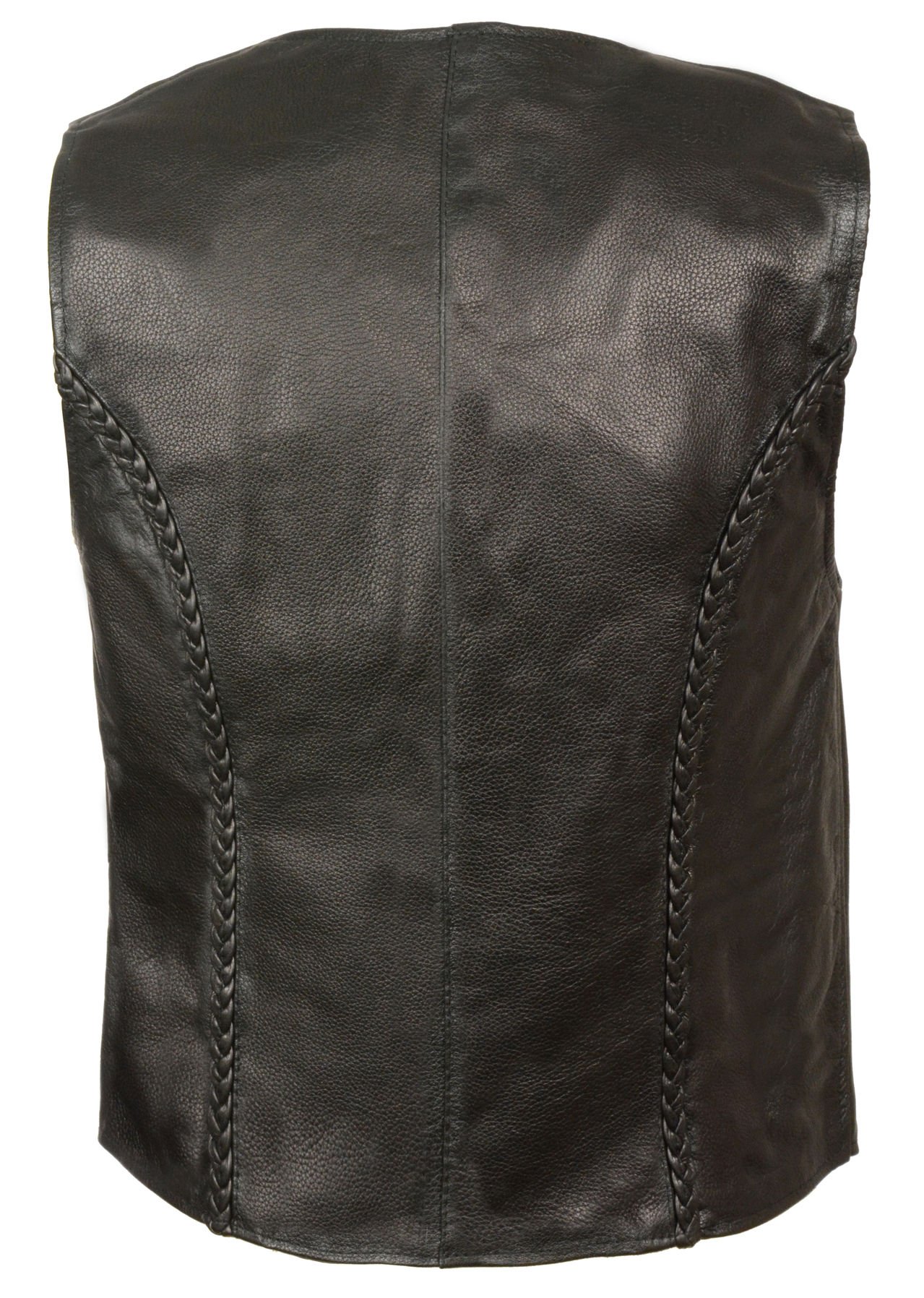 Milwaukee Leather Women's Zipper Front Braided Leather Vest - Black, XS | Stylish Biker Jacket for Motorcycle Riding & Casual Outfits
