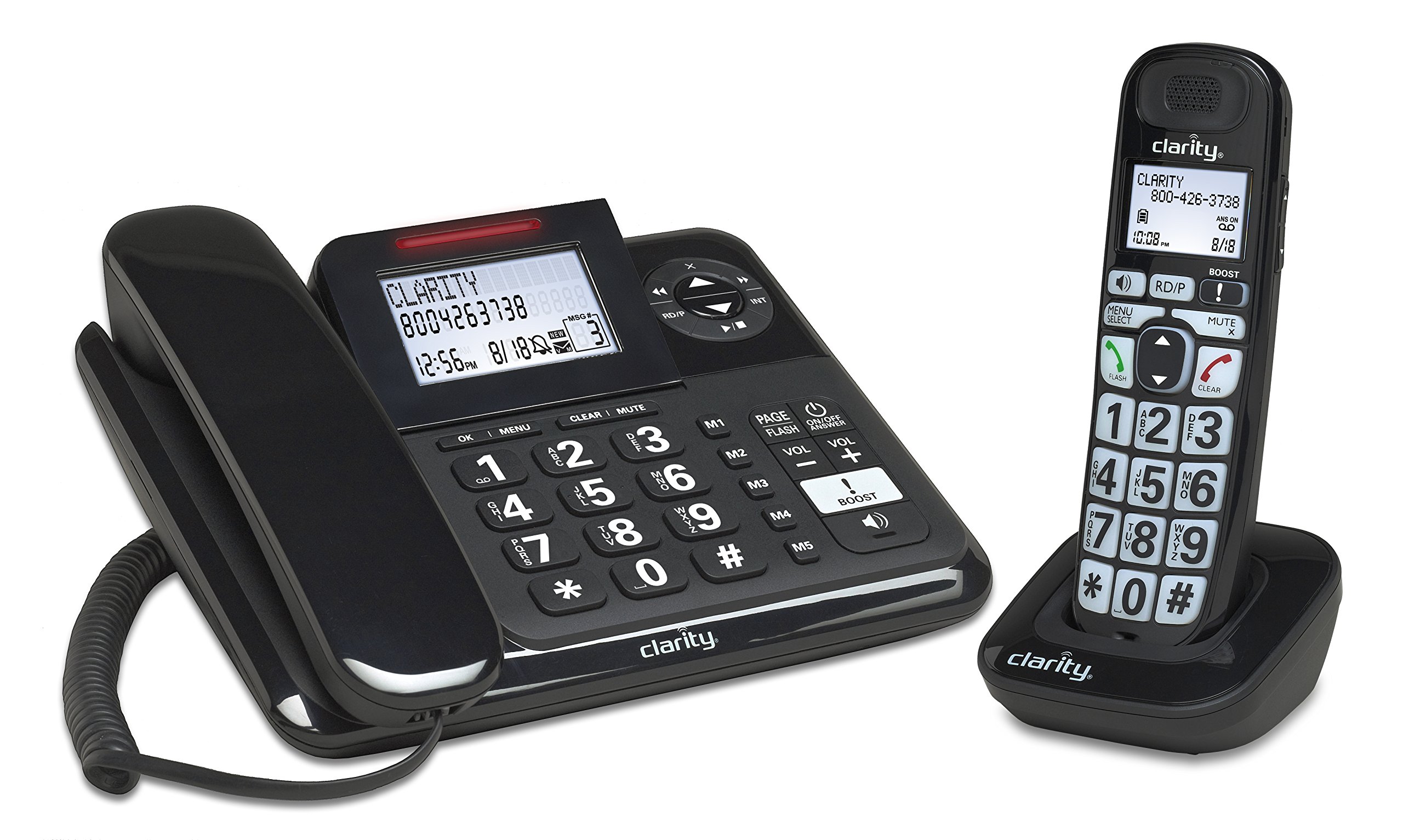 Clarity 53727.000 E814CC Amplified Phone for Moderate Hearing Loss - Corded & Cordless Combo with Loud Volume & Clear Sound - Ideal for Seniors & Home/Office Use