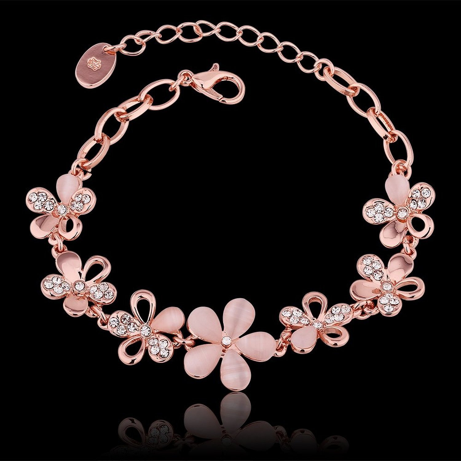 18K Rose Gold Plated Opal Stone Bracelet for Women - Elegant Yellow Chimes Bracelet for Women & Girls | Perfect Birthday, Anniversary & Valentine's Day Gift for Wife, Girlfriend | Boho Chic Jewelry for Everyday Wear & Special Occasions