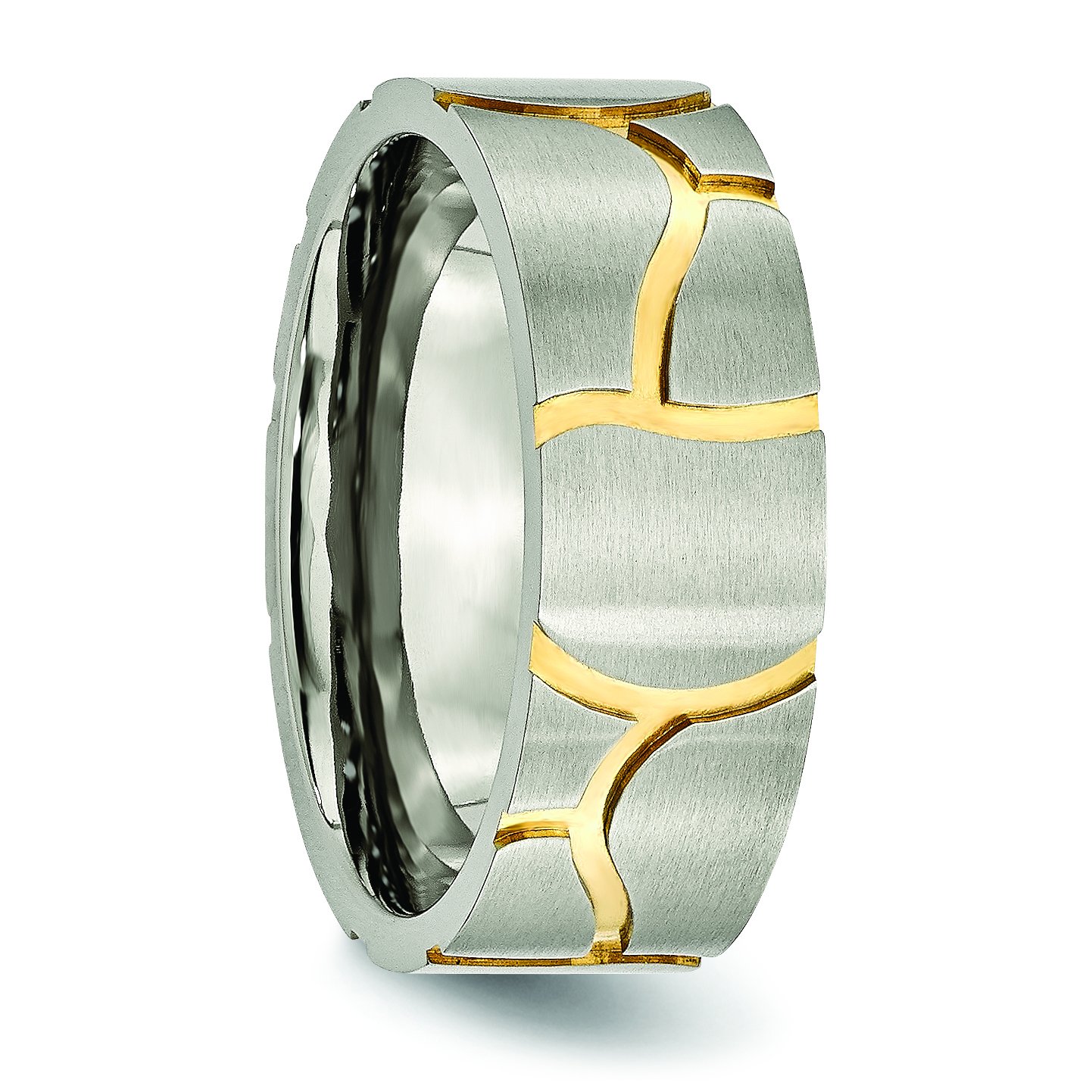 Men's 8mm Titanium Wedding Band Ring - Yellow IP-plated for Grooms & Anniversaries