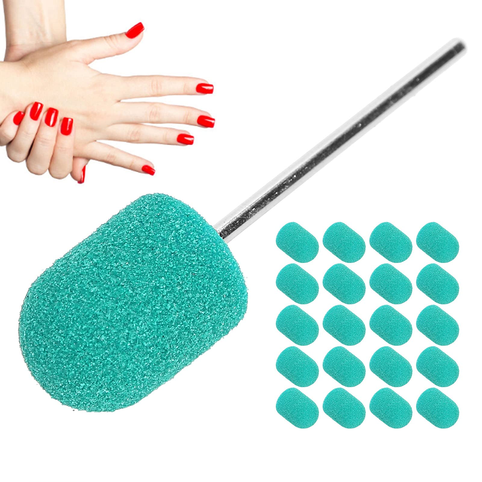 2 Pack Nail Drill Bits Set - Fine Grit Sanding Bits with Shaft for Professional Nail Salon & Home Manicure | Lightweight, Easy to Store, Green Nail Art Tools for Acrylic, Gel & Natural Nails