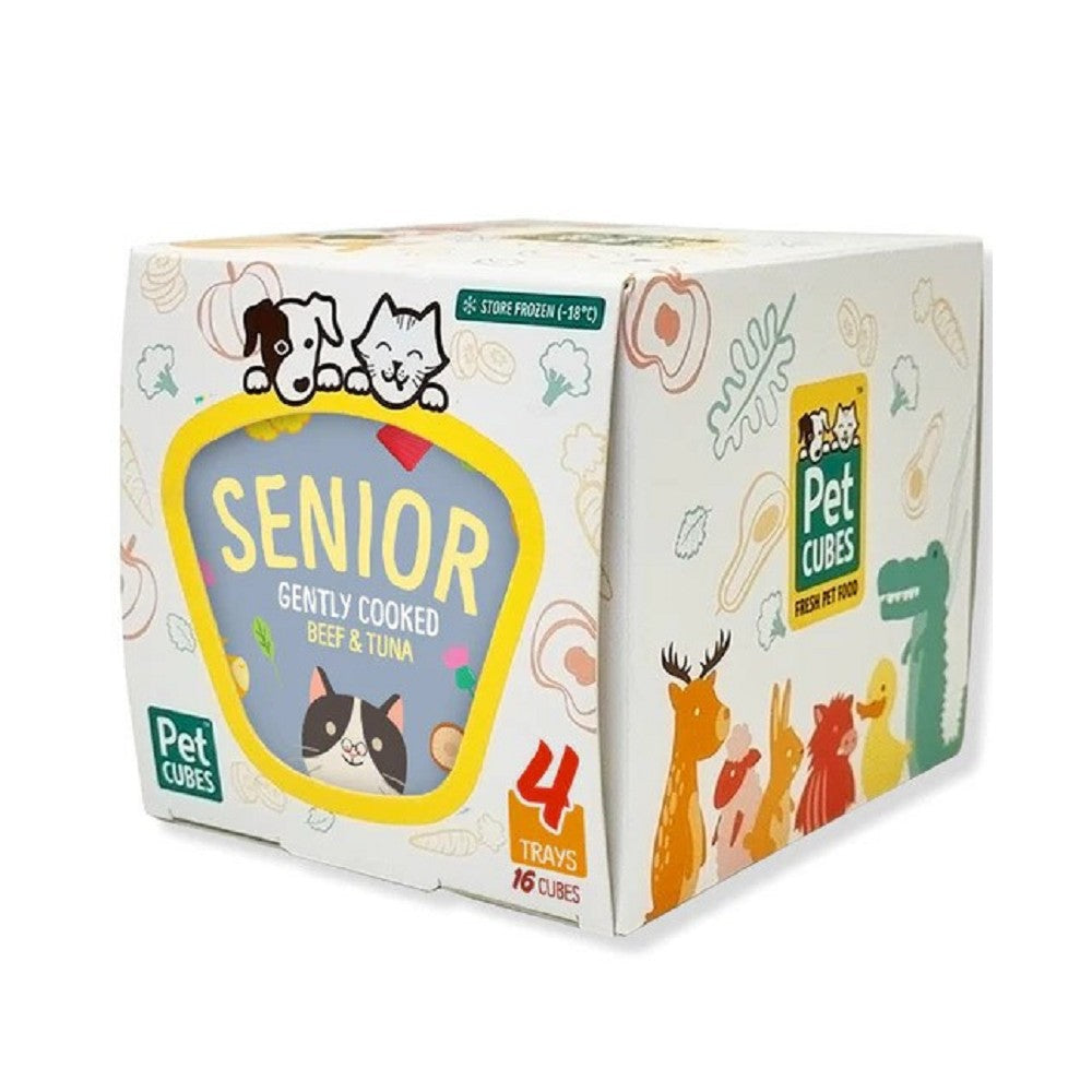 Premium Frozen Fresh Human-Grade Gently Cooked Beef & Tuna Senior Cat Food - High Protein, Grain-Free Recipe for Older Cats with Joint Support - Perfect for Picky Eaters & Senior Cat Health Maintenance