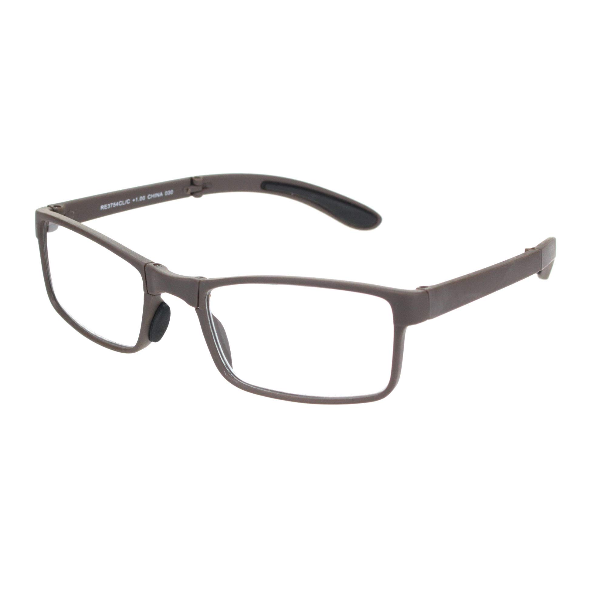 Foldable Rectangular Plastic Reading Glasses with Clear Lenses - Lightweight & Portable for Travel, Office, and Home Use