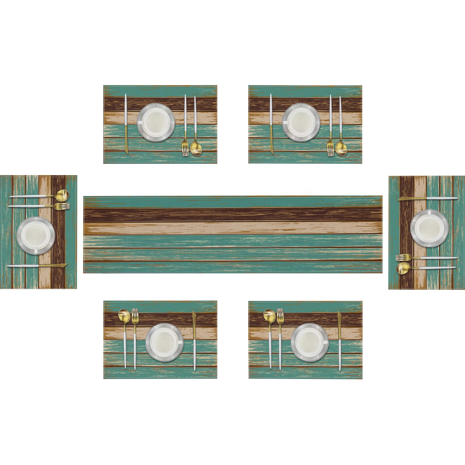 Emvency Cotton Burlap Farmhouse Table Runner Set - 72