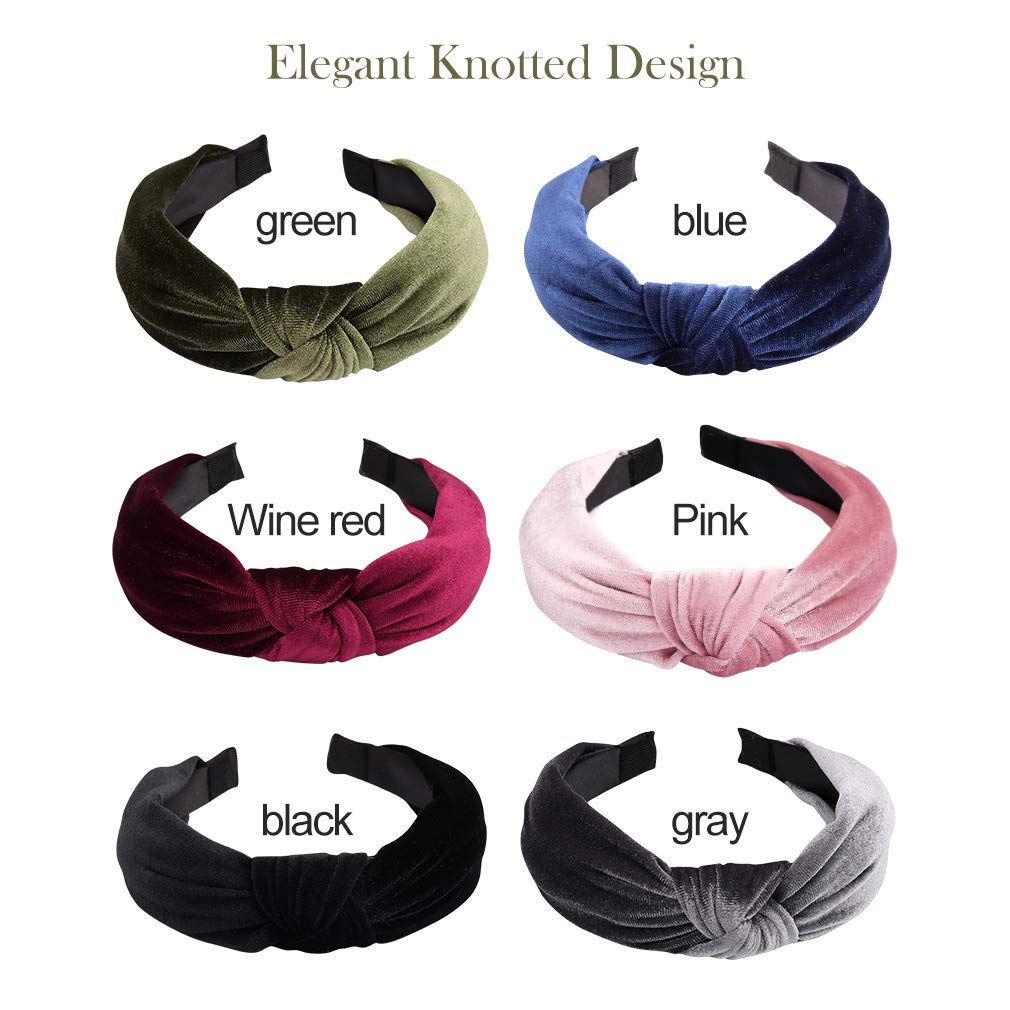 BELICIA 4 Pack Velvet Headbands for Women - Wide Knotted Hair Bands, Stretchable Elastic Head Wraps for Women & Girls (Perfect for Workouts, Yoga, Running & Everyday Styling)