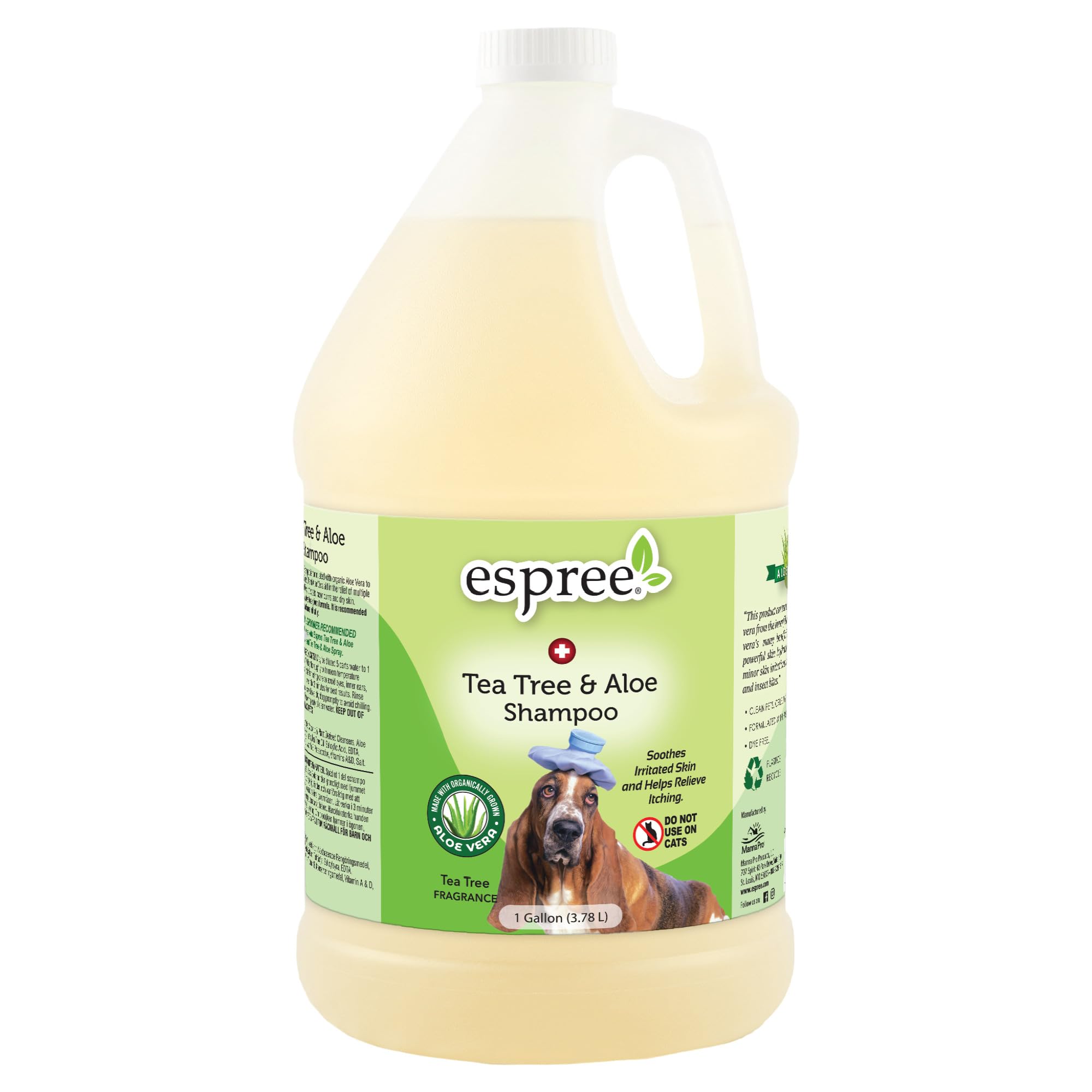 Espree Tea Tree & Aloe Medicated Shampoo for Dogs & Cats - 1 Gallon, Itchy Skin Relief & Soothing Treatment - Perfect for Bathing Pets with Allergies & Skin Irritations