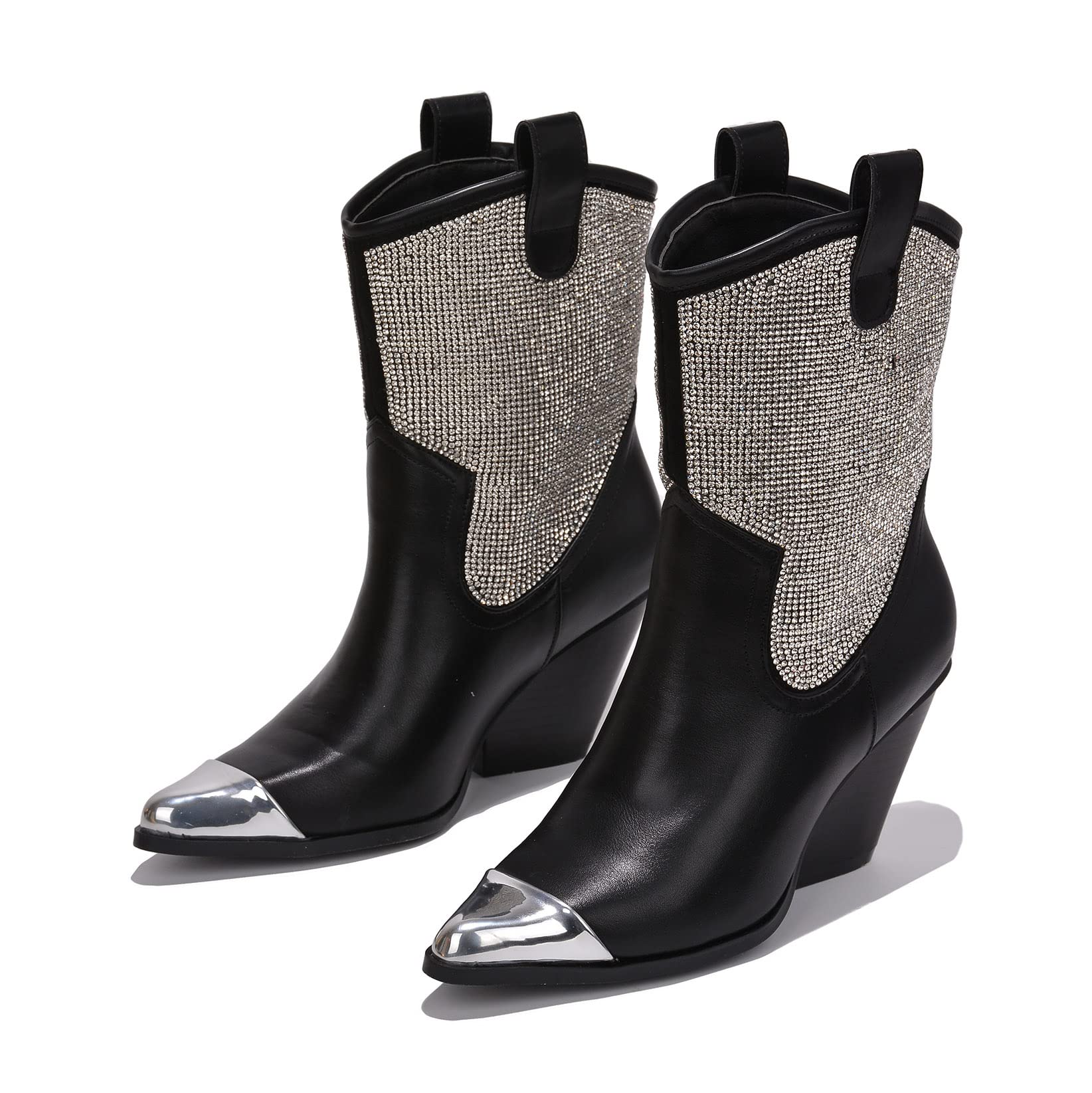 Cape Robbin Zephyr Women's Cowgirl Boots - Pointed Toe Pull-On Rhinestone Western Boots with Chunky Heel | Stylish Cowboy Boots for Women | Perfect for Country Concerts, Rodeos & Western Fashion Outfits