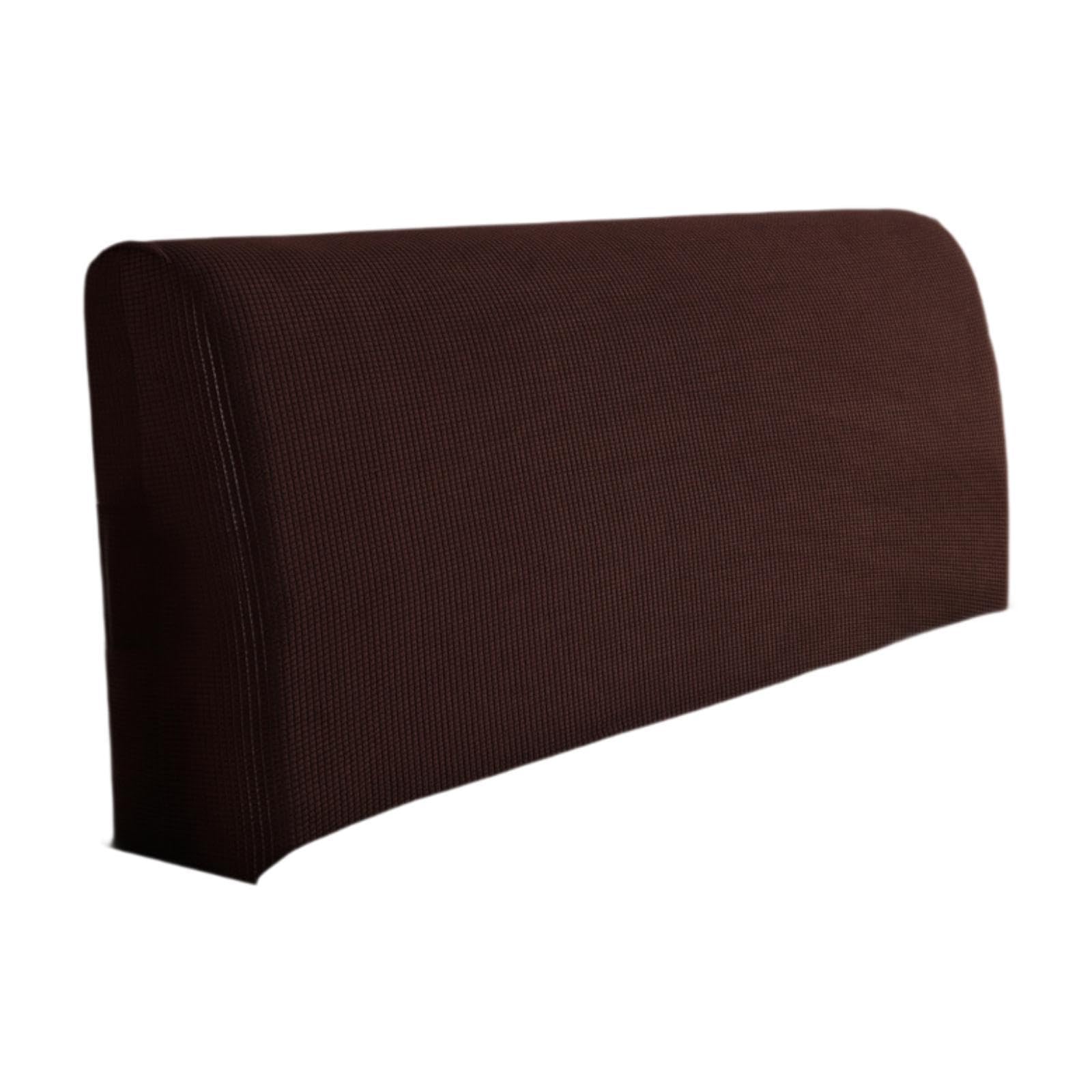 Stretchable Solid Color Bed Headboard Cover Protector - Removable Upholstered Slipcover (Brown, 1.5m x 0.7m) for Bedroom Decor & Furniture Protection - Perfect for Master Bedroom, Guest Room & Apartment Living