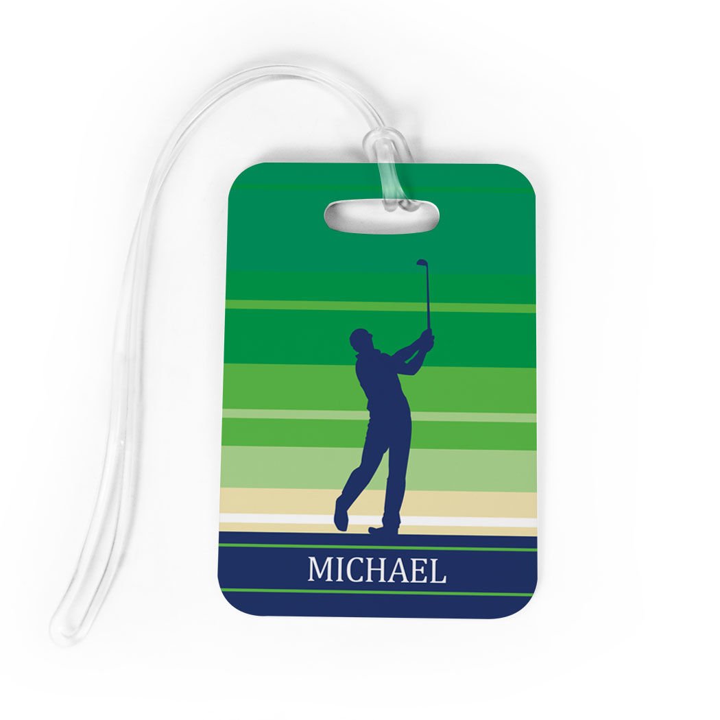 Personalized Golf Bag Tag for Men - Medium Size, Green with Standard Lines on Back - Perfect for Golf Tournaments, Travel & Club Identification