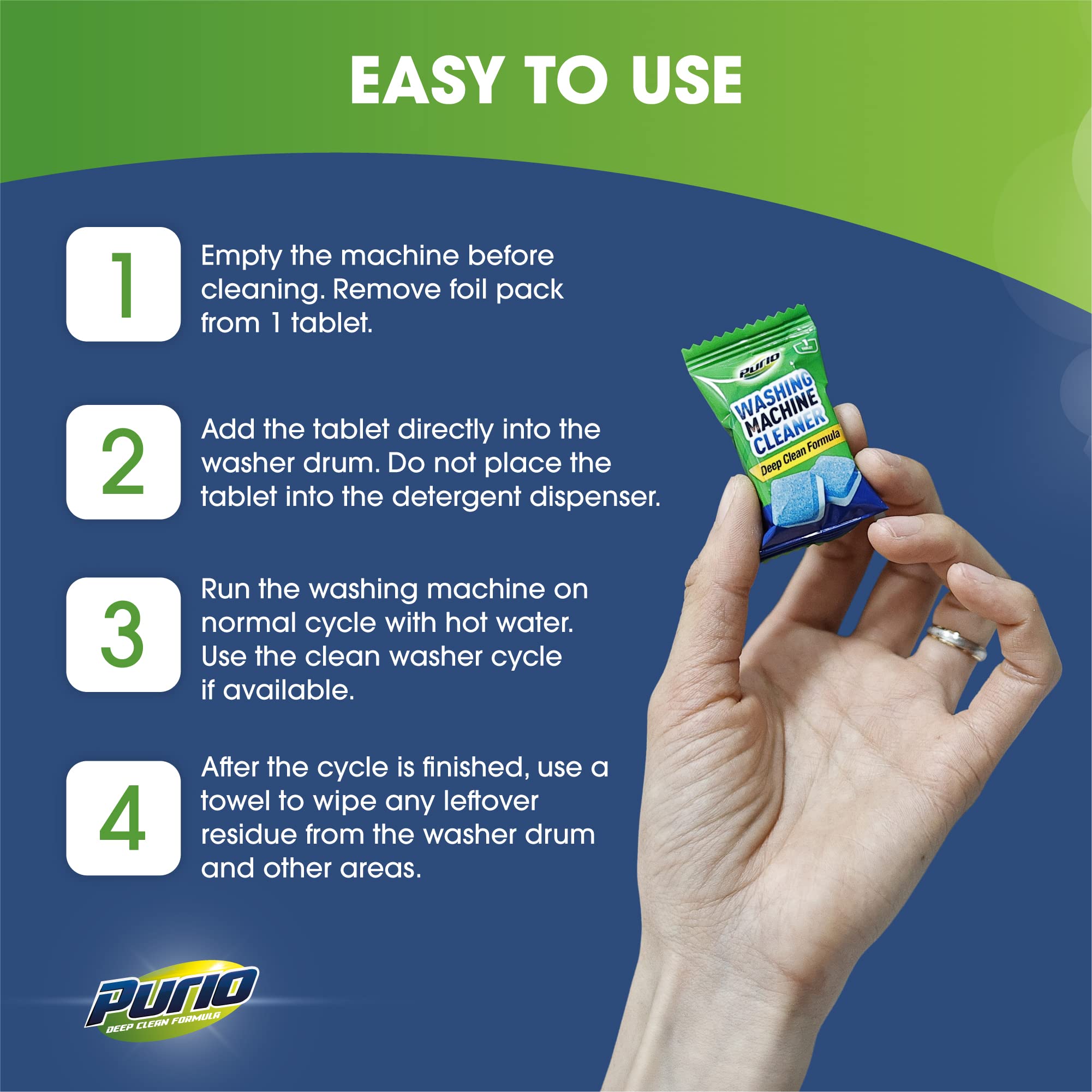 24-Count Washing Machine Cleaner Tablets - Deep Cleaning Formula for Top Load & Front Load Washers (Standard & HE) | Eliminates Odors, Mold & Residue for Fresh Laundry