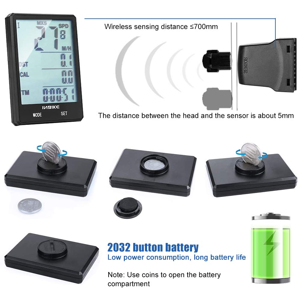 Wireless Bike Computer with Waterproof Odometer - 2.8