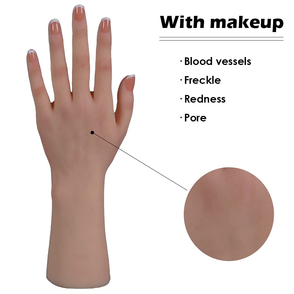 Realistic Silicone Fake Hand Female Model - Life Size Mannequin Hand for Acrylic Nails, Jewelry Display & Art Sketches - Perfect for Nail Salons, Jewelry Stores & Art Studios