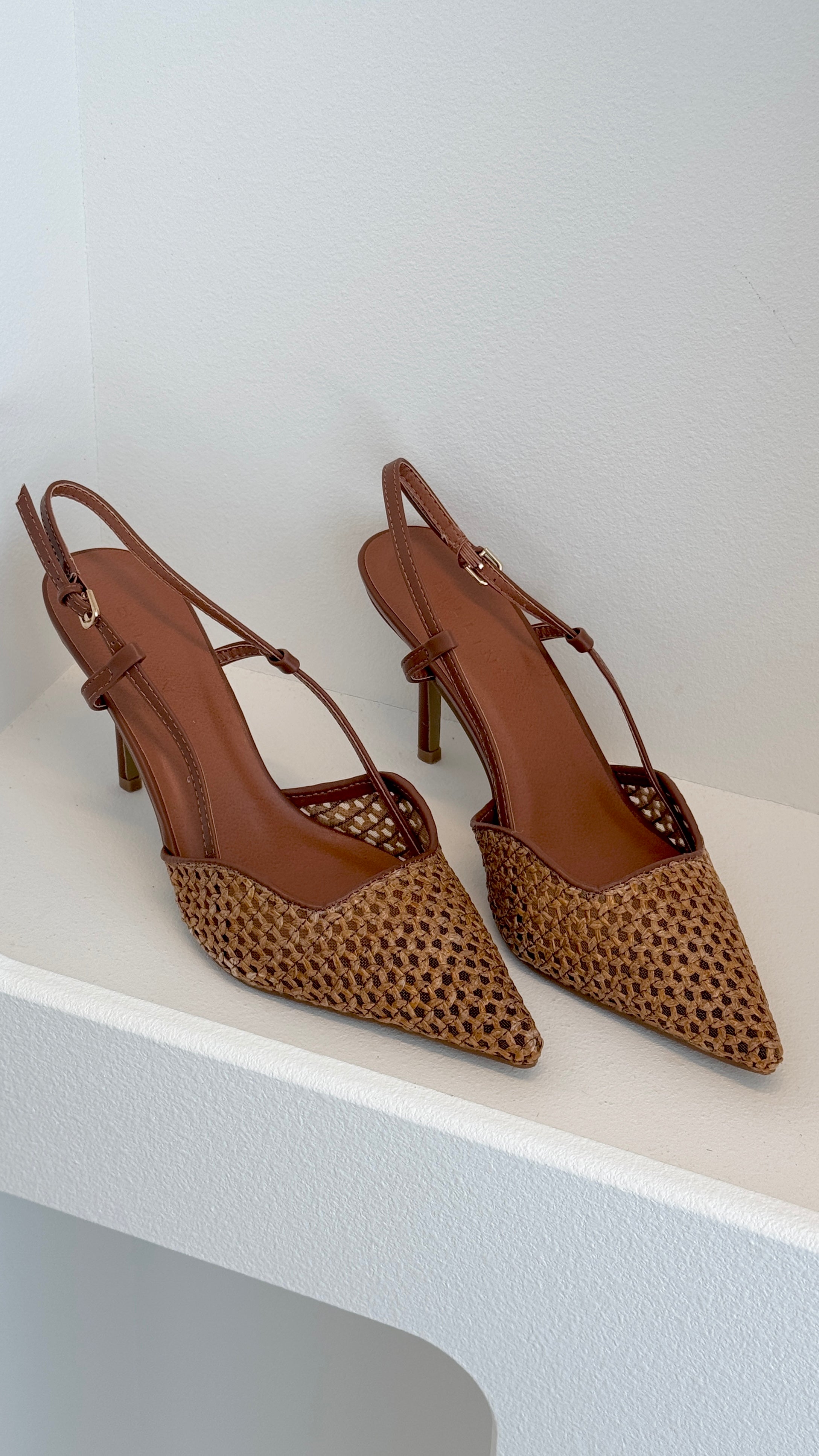 Kameron Heel Dark Tan Natural Women's Comfortable Block Heels for Work, Party & Everyday Wear