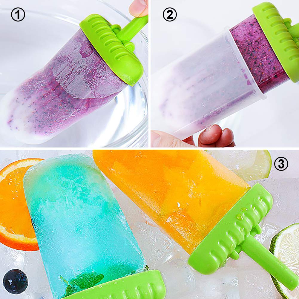 Best Reusable Popsicle Molds Set of 6 - DIY Ice Pop & Ice Cream Maker with Silicone Funnel & Cleaning Brush - Perfect for Summer Treats, Kids Snacks & Healthy Homemade Desserts