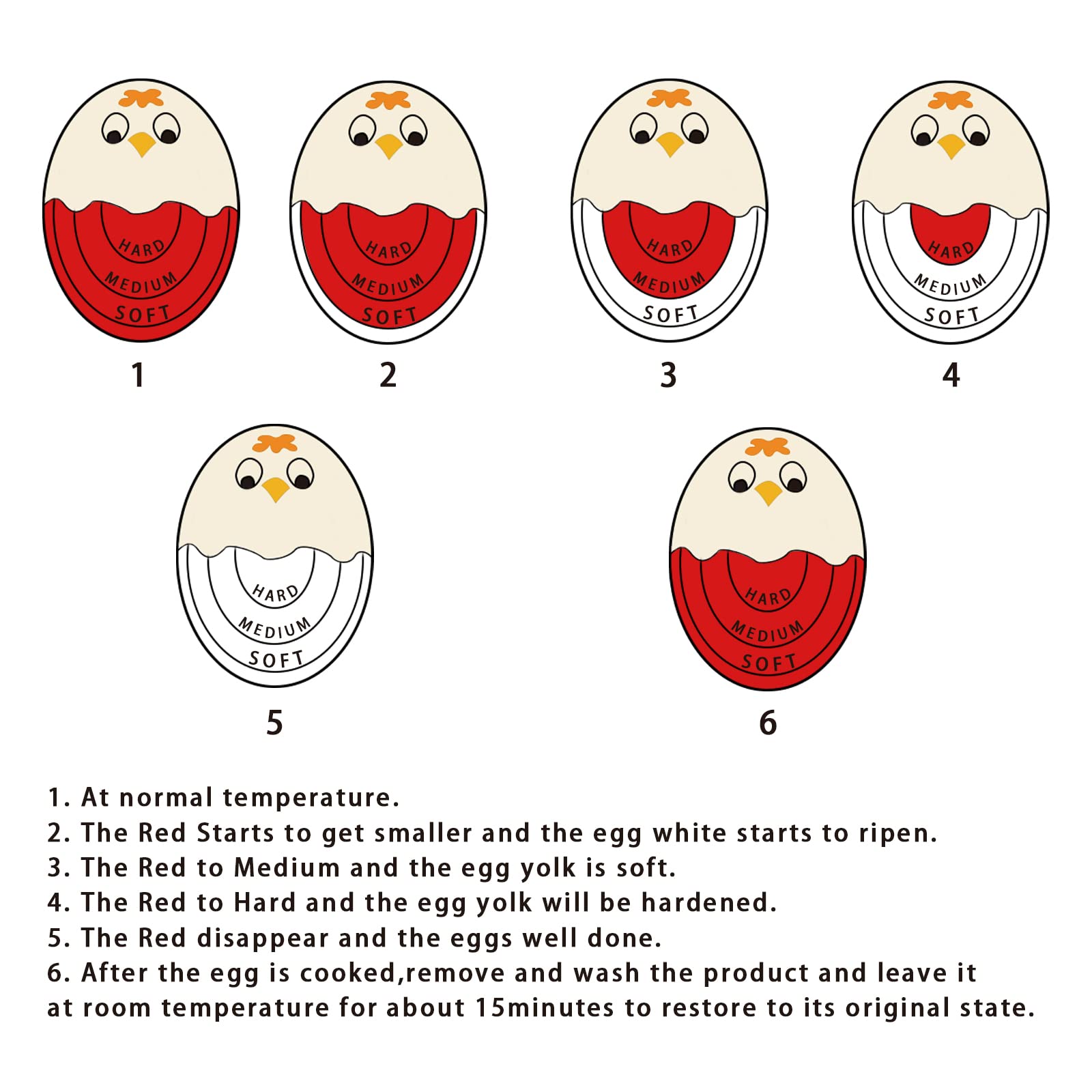 Color Changing Egg Timer for Perfect Hard & Soft Boiled Eggs - Red 2 Pack - Kitchen Cooking Tool for Breakfast, Baking & Meal Prep
