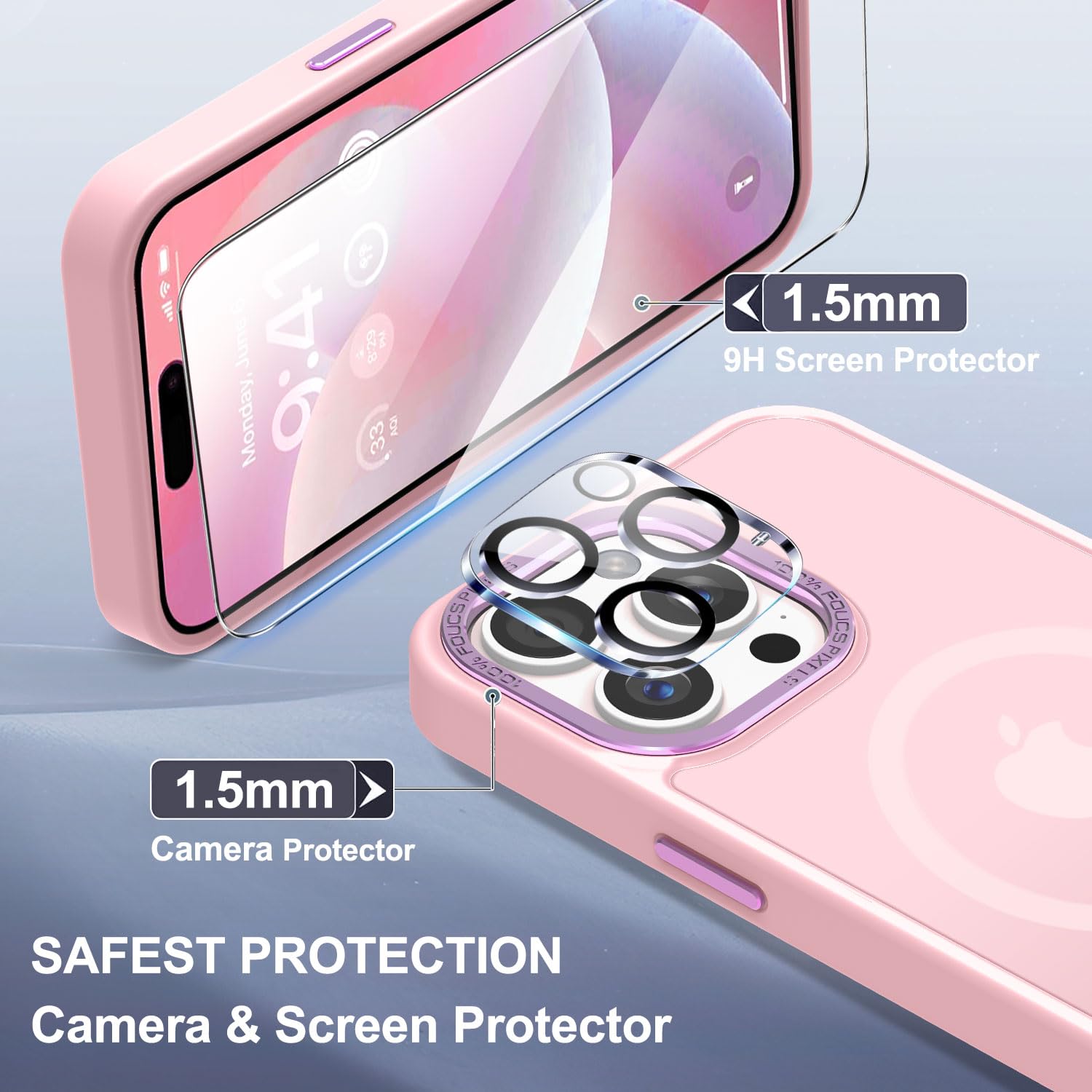 Magnetic iPhone 15 Pro Max Case with Magsafe Compatibility | Military-Grade Protection | Slim & Durable Translucent Cover for iPhone 15 Pro Max 6.7