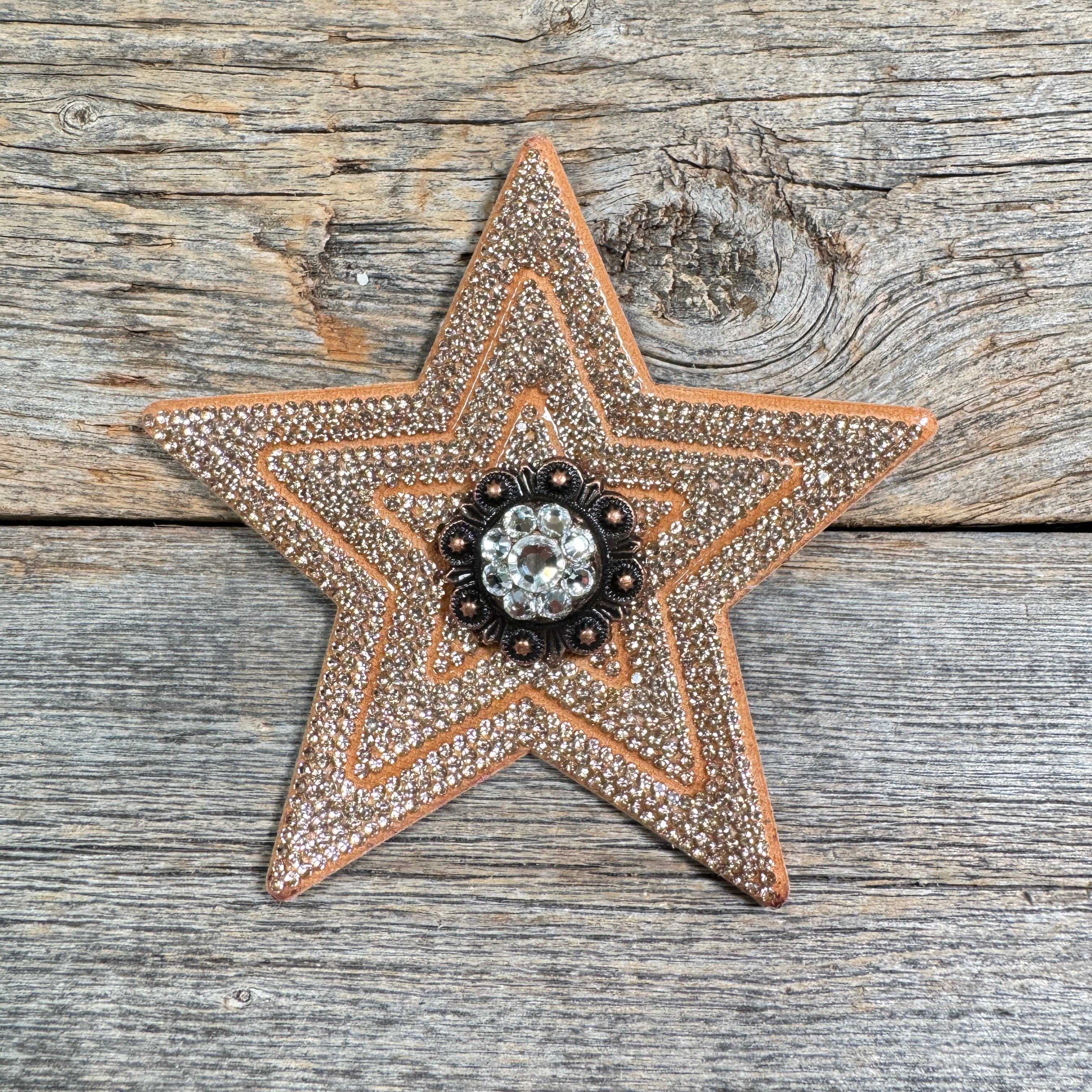 Copper Big Star Rhinestone Rosette Conchos for Western Belts, Hats & Boots – Assorted Sizes & Styles for Cowboy Fashion Accessories