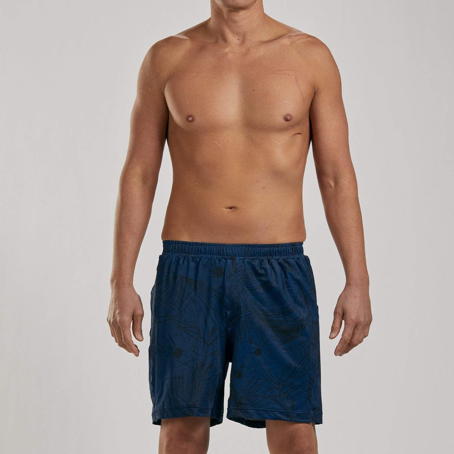 Men's Limited Edition Run 7 Shorts - Blue Hawaii Print Athletic Shorts for Running, Gym & Beach Wear