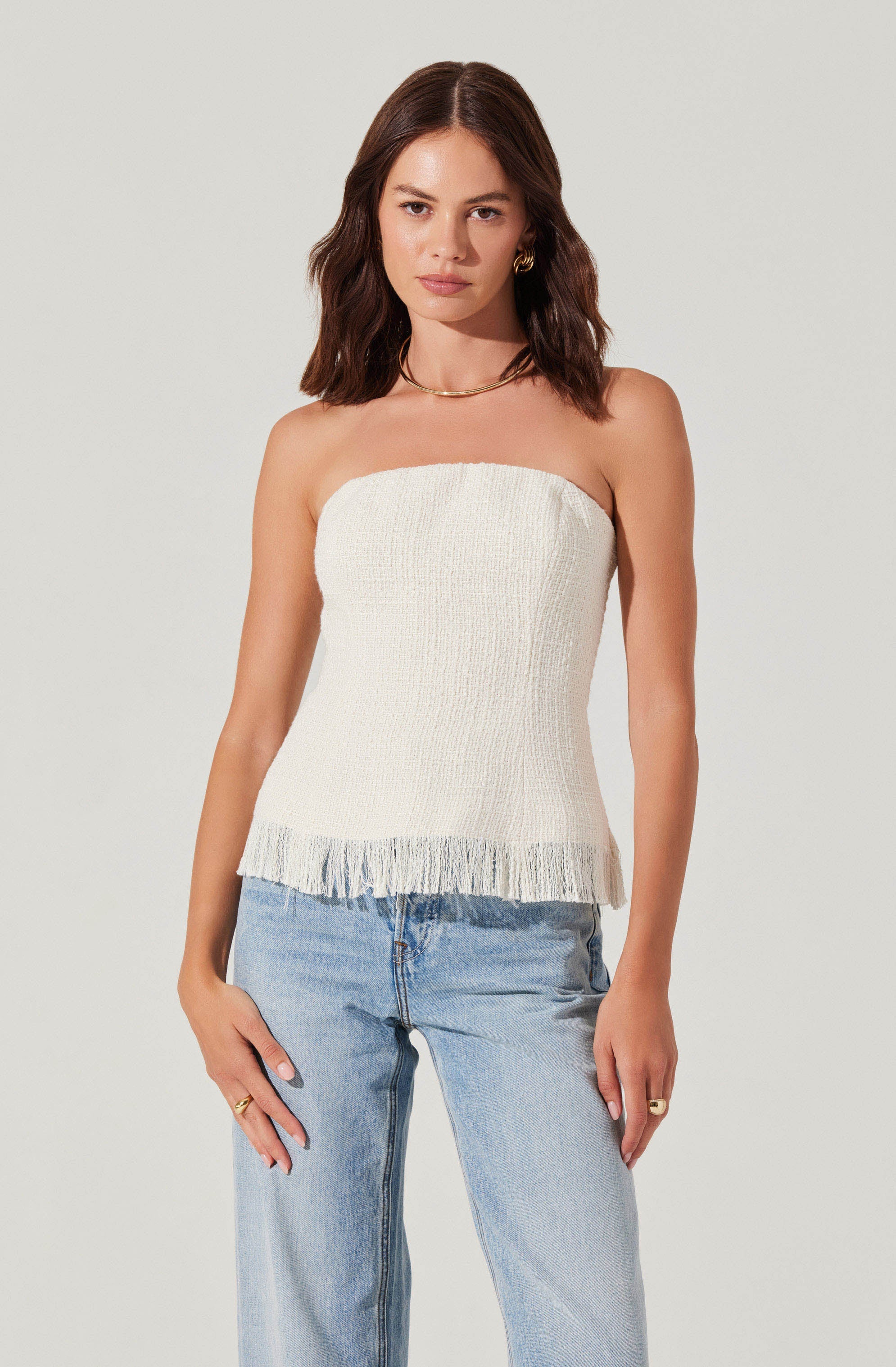 Lorene Women's Tweed Strapless Top - Elegant & Comfortable for Parties, Weddings & Evening Events