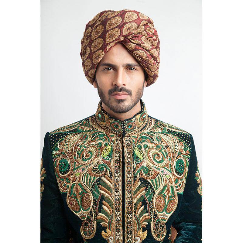 Deep Sea Green Velvet Sherwani for Men - Premium Fitted Indian Wedding Attire - Perfect for Groom's Outfit, Festive Occasions & Cultural Celebrations