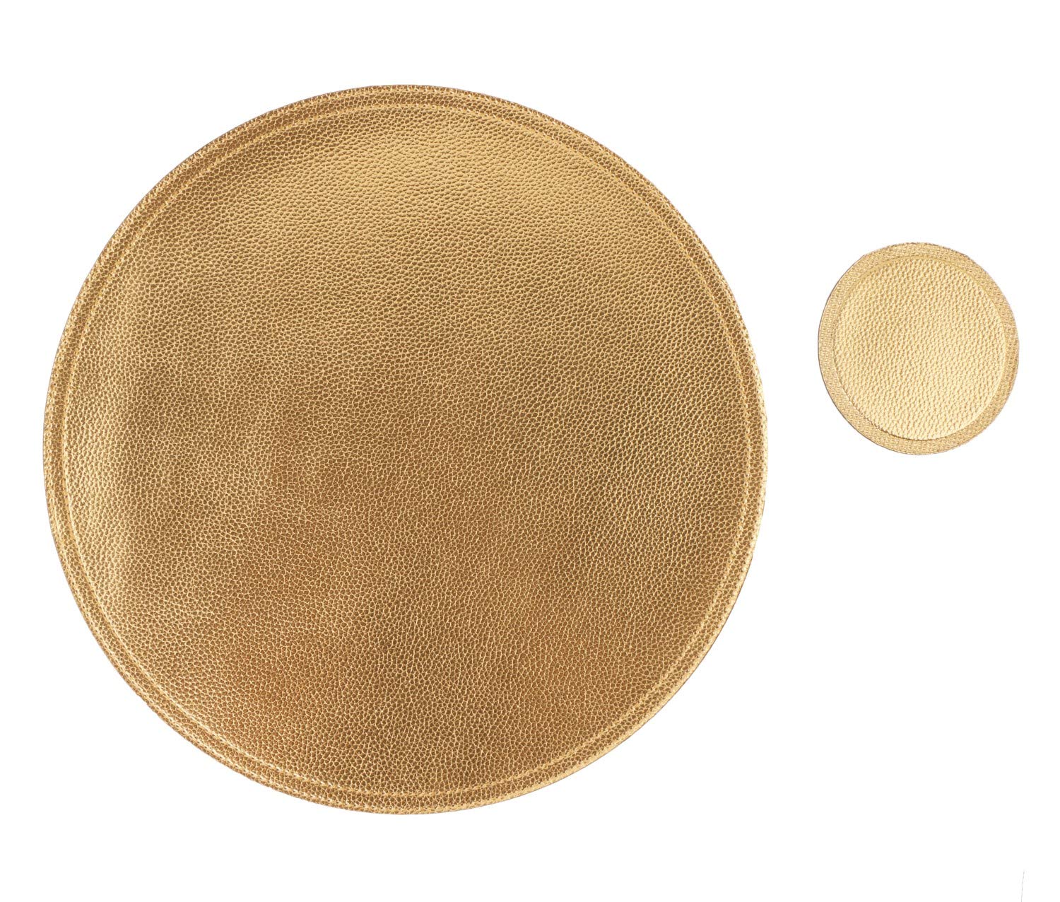 8-Piece Faux Leather Round Placemats and Coasters Set - Waterproof, Stain-Resistant Kitchen Table Mats for Dining & Coffee - Easy to Clean, Durable for Daily Use, Parties, and Home Decor